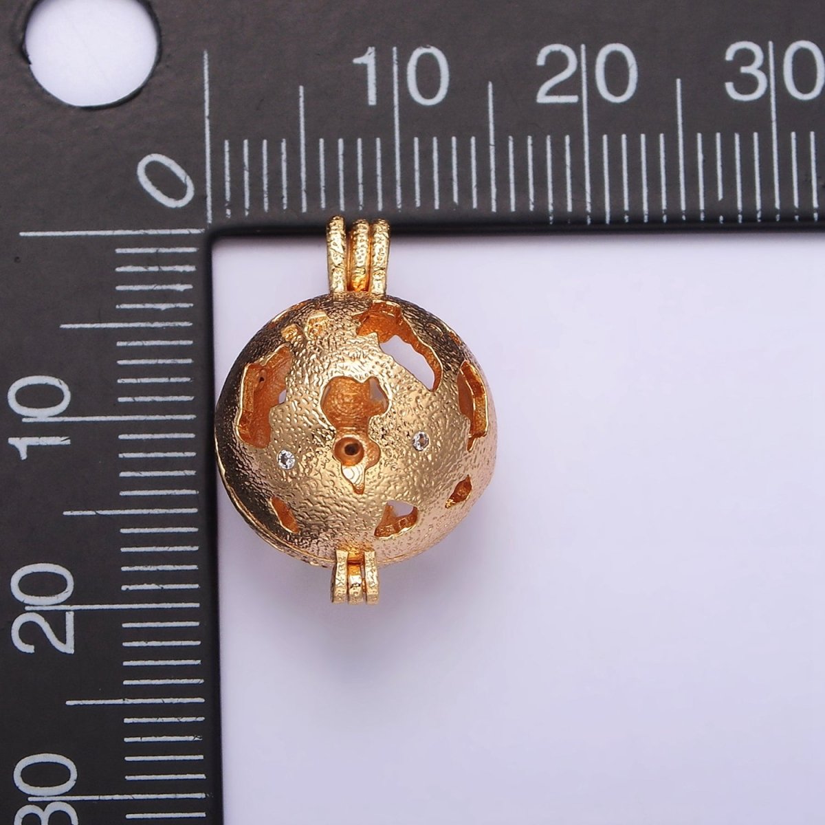 16K Gold Filled Globe Open Round Bead Locket Pendant | AA537 - DLUXCA