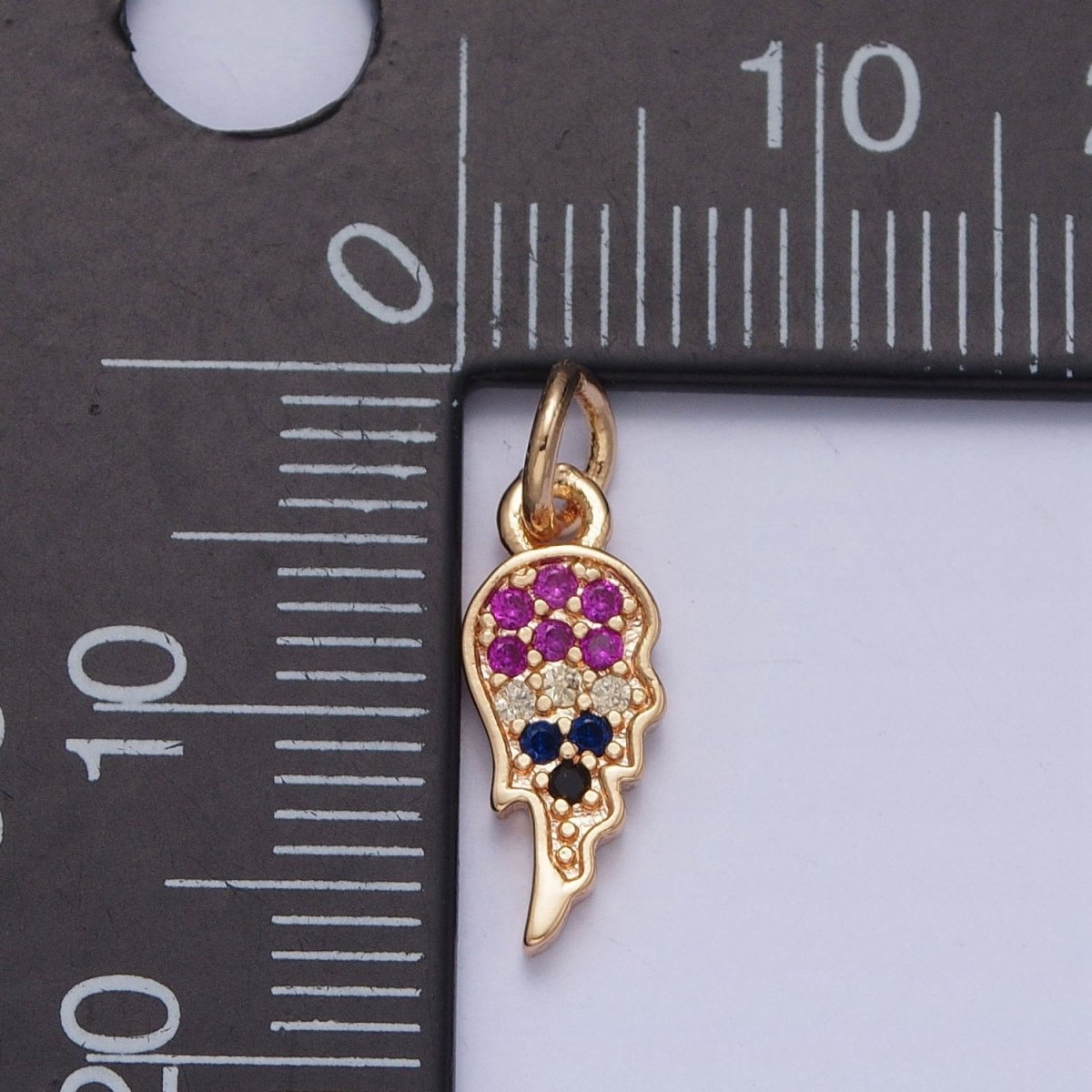 16K Gold Filled Half Angel Wings Micro Paved Multicolor/Clear Cubic Zirconia Matching Charms | X-245 X-246 - DLUXCA