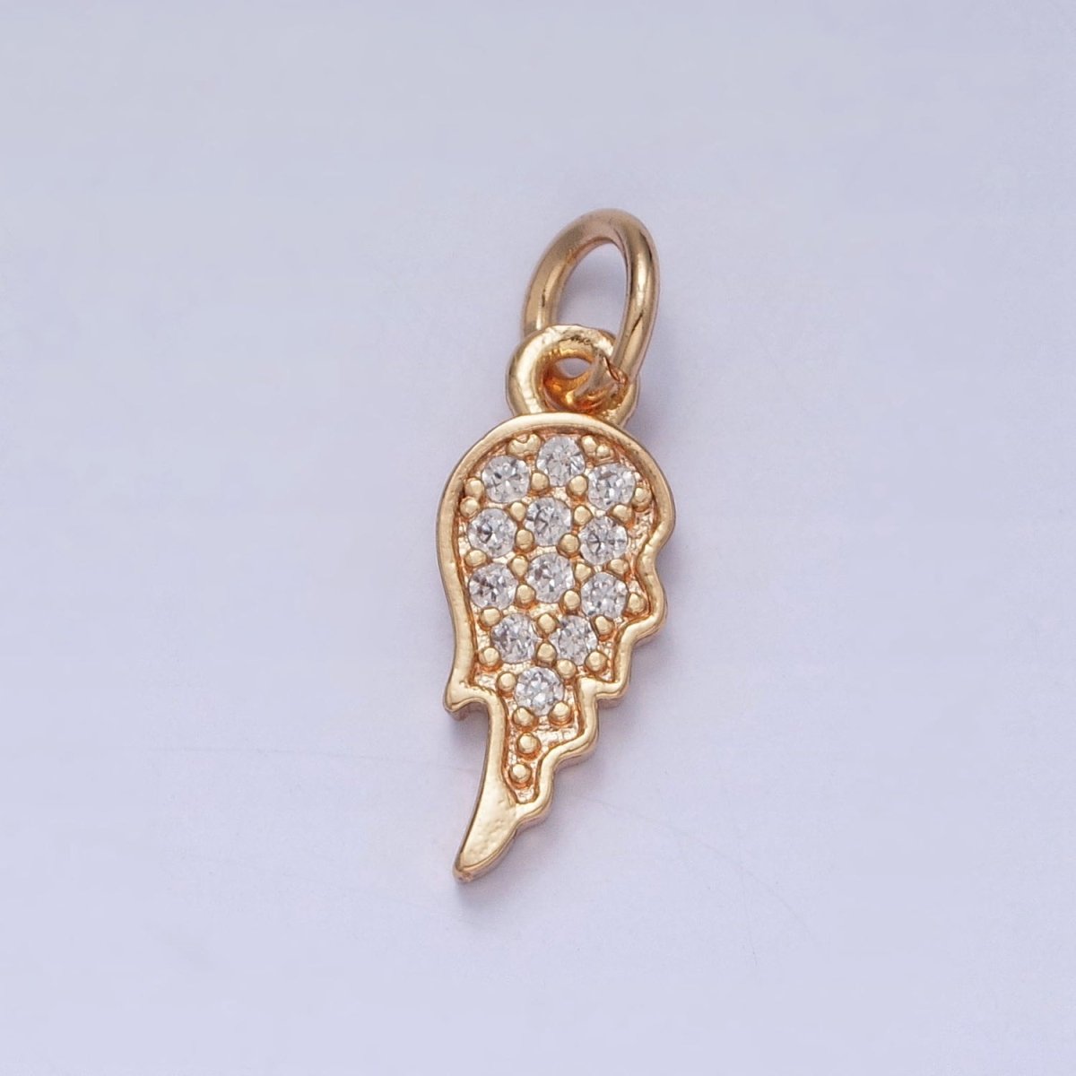 16K Gold Filled Half Angel Wings Micro Paved Multicolor/Clear Cubic Zirconia Matching Charms | X-245 X-246 - DLUXCA