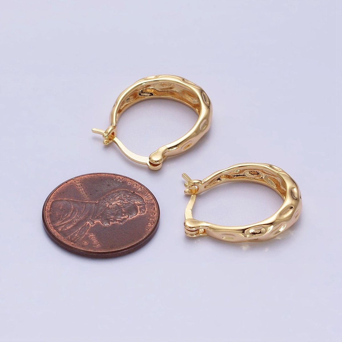 16K Gold Filled Hammered Oblong Latch Earrings in Gold & Silver | AB1423 AB1424 - DLUXCA