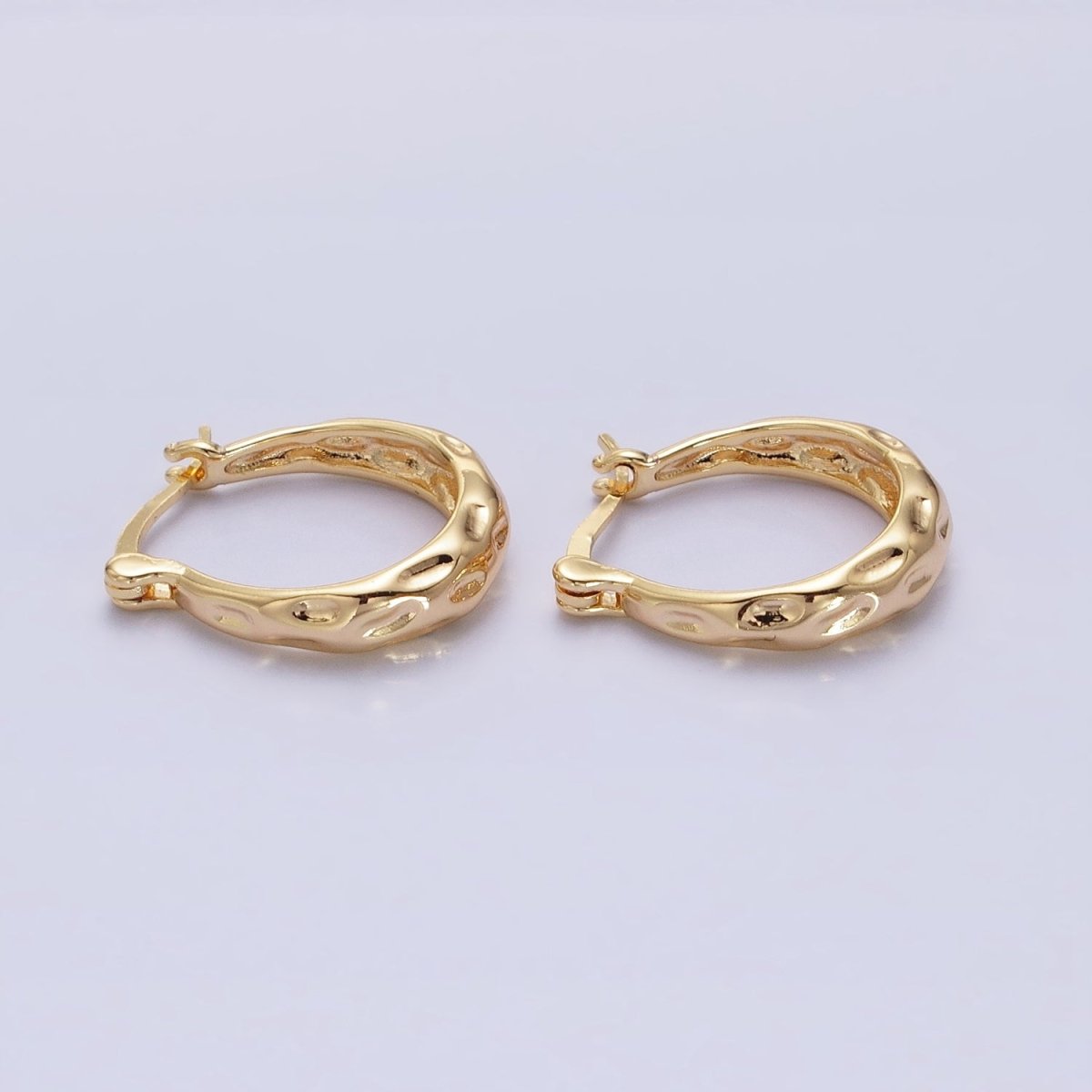 16K Gold Filled Hammered Oblong Latch Earrings in Gold & Silver | AB1423 AB1424 - DLUXCA