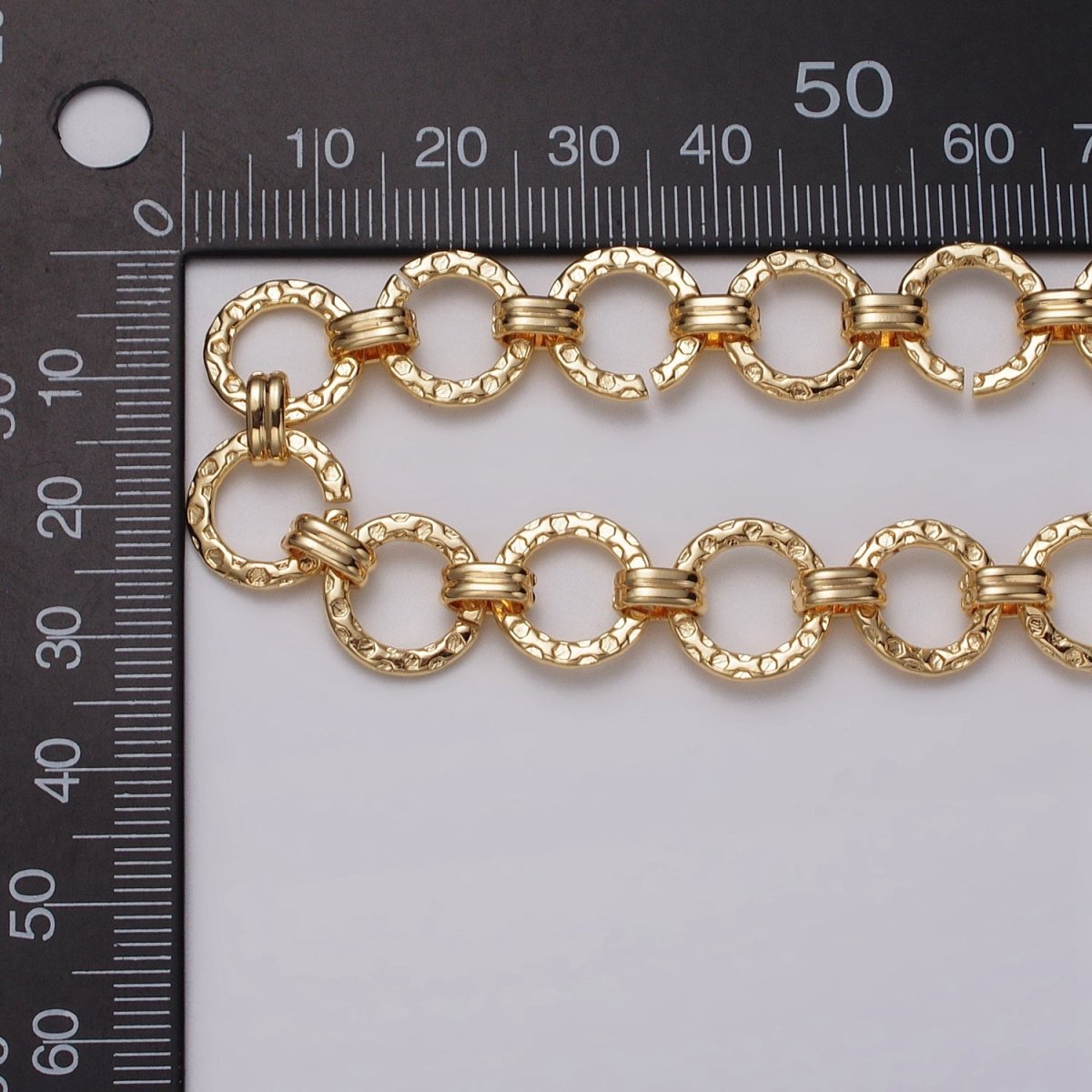 16k Gold Filled Hammered Rolo Unique Unfinished Chain by Yard in Gold & Silver | ROLL-1173 ROLL-1174 Clearance Pricing - DLUXCA