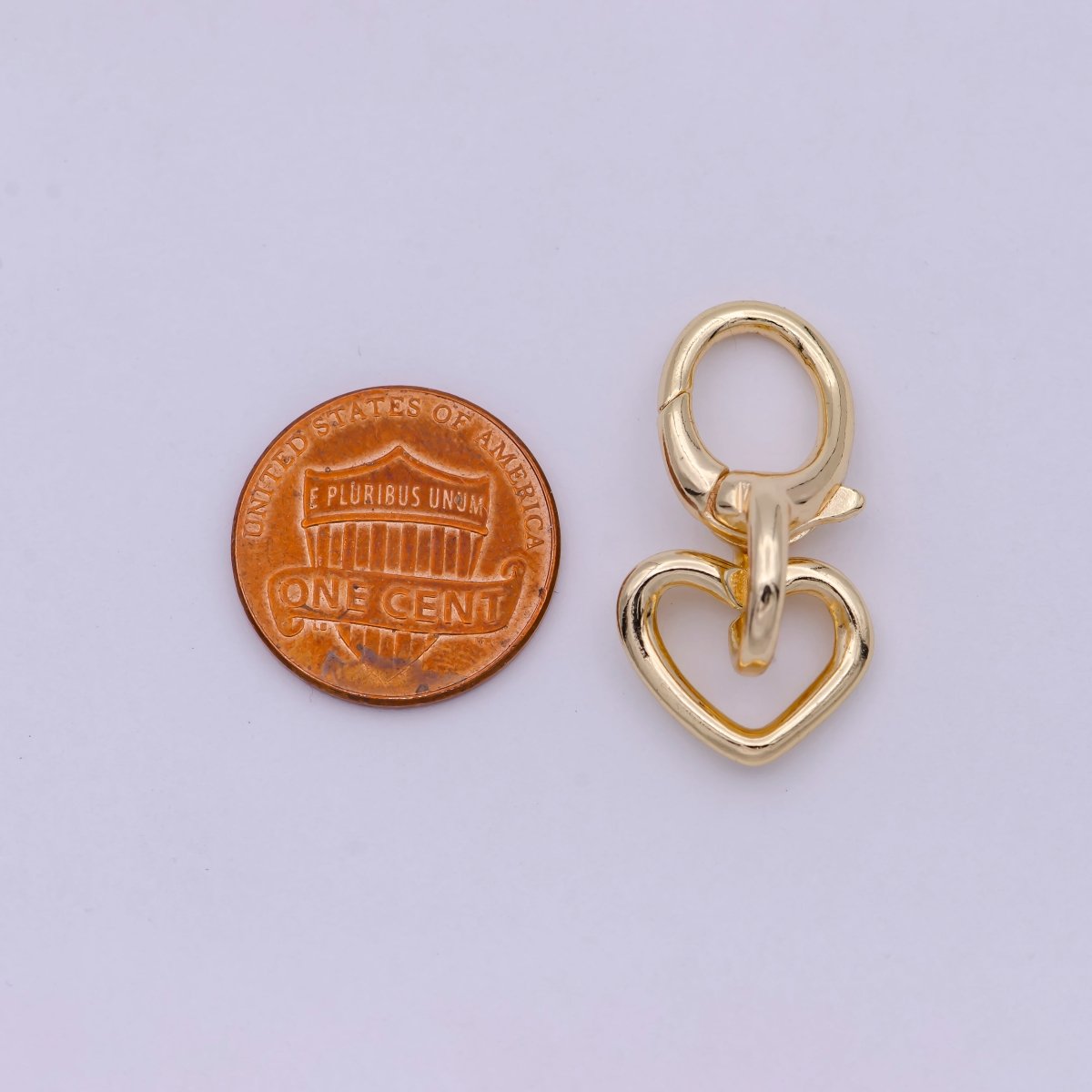 16K Gold Filled Heart Charm Holder with Lobster Clasp K-205 - DLUXCA