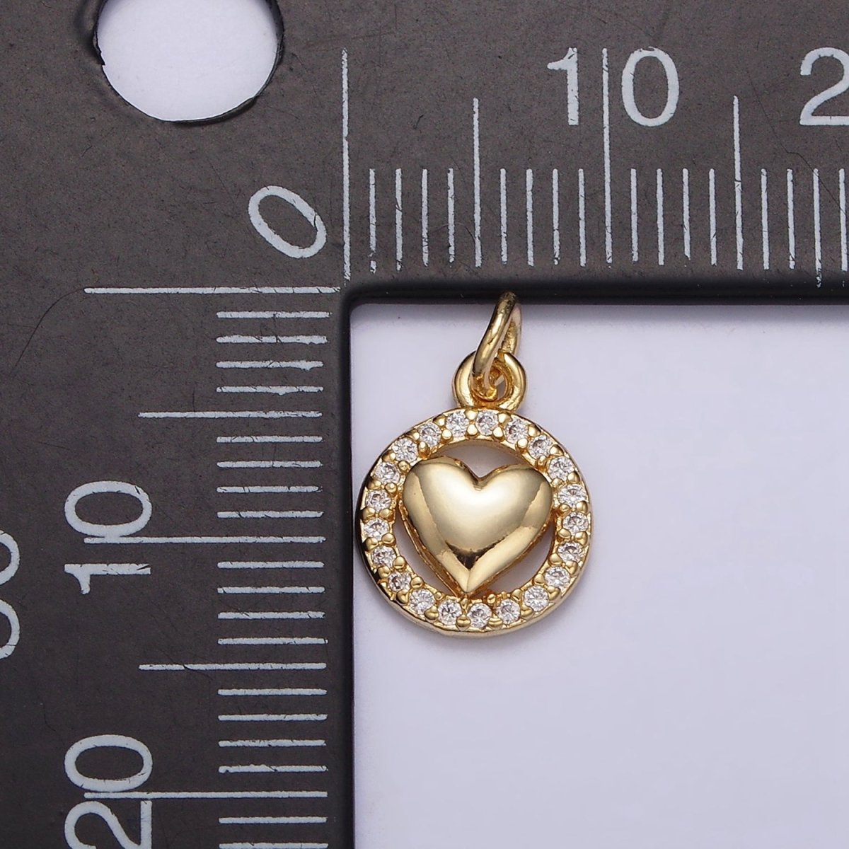 16K Gold Filled Heart Open Micro Paved CZ Round Add-On Charm | N-967 - DLUXCA
