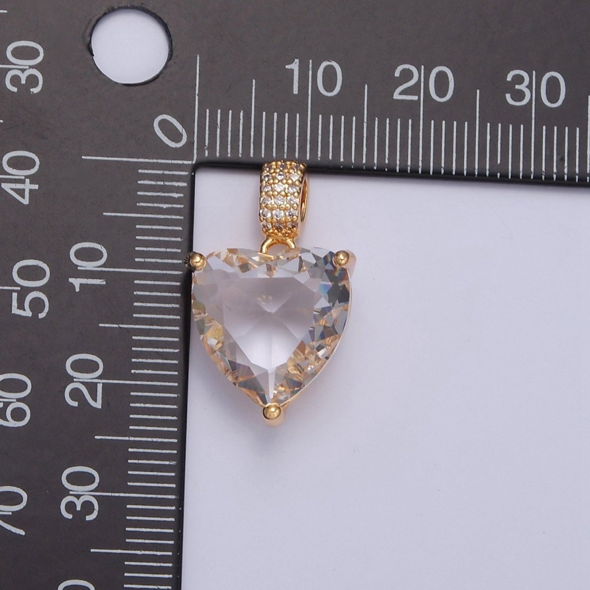 16K Gold Filled Heart Pendant, Micro Pave CZ Cubic Zirconia Love Valentine For DIY Jewelry Making I-071 - DLUXCA