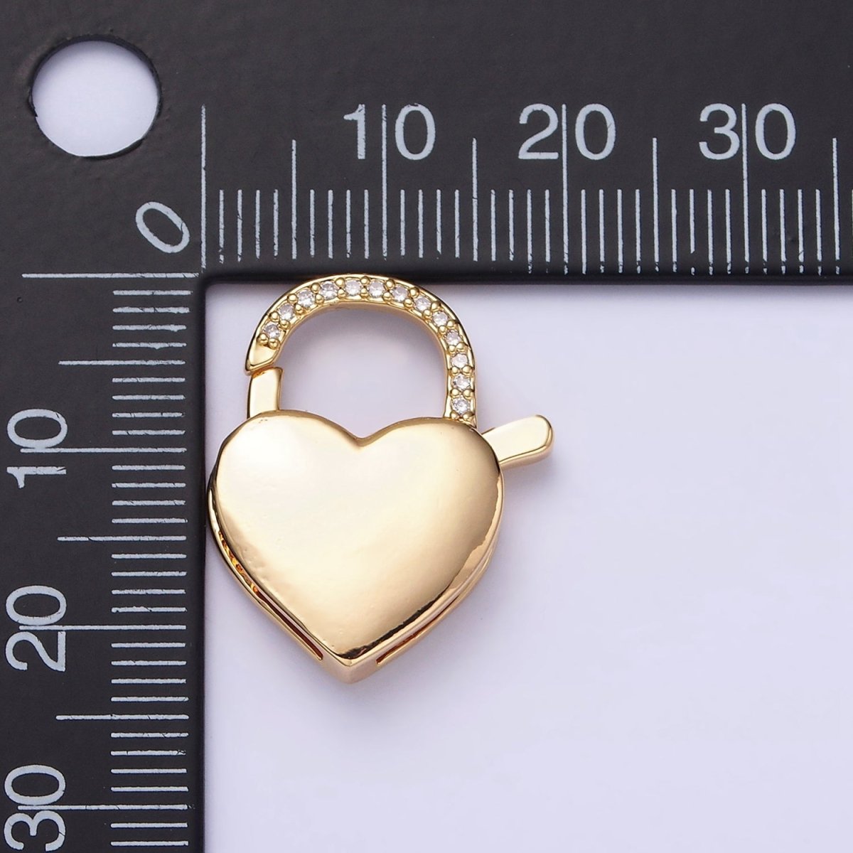 16K Gold Filled Heart Shaped Lock, Clear Micro Pave CZ Heart Clasp For Necklace Jewelry Making Supplies End Clasp Component Z-935 Z-936 - DLUXCA