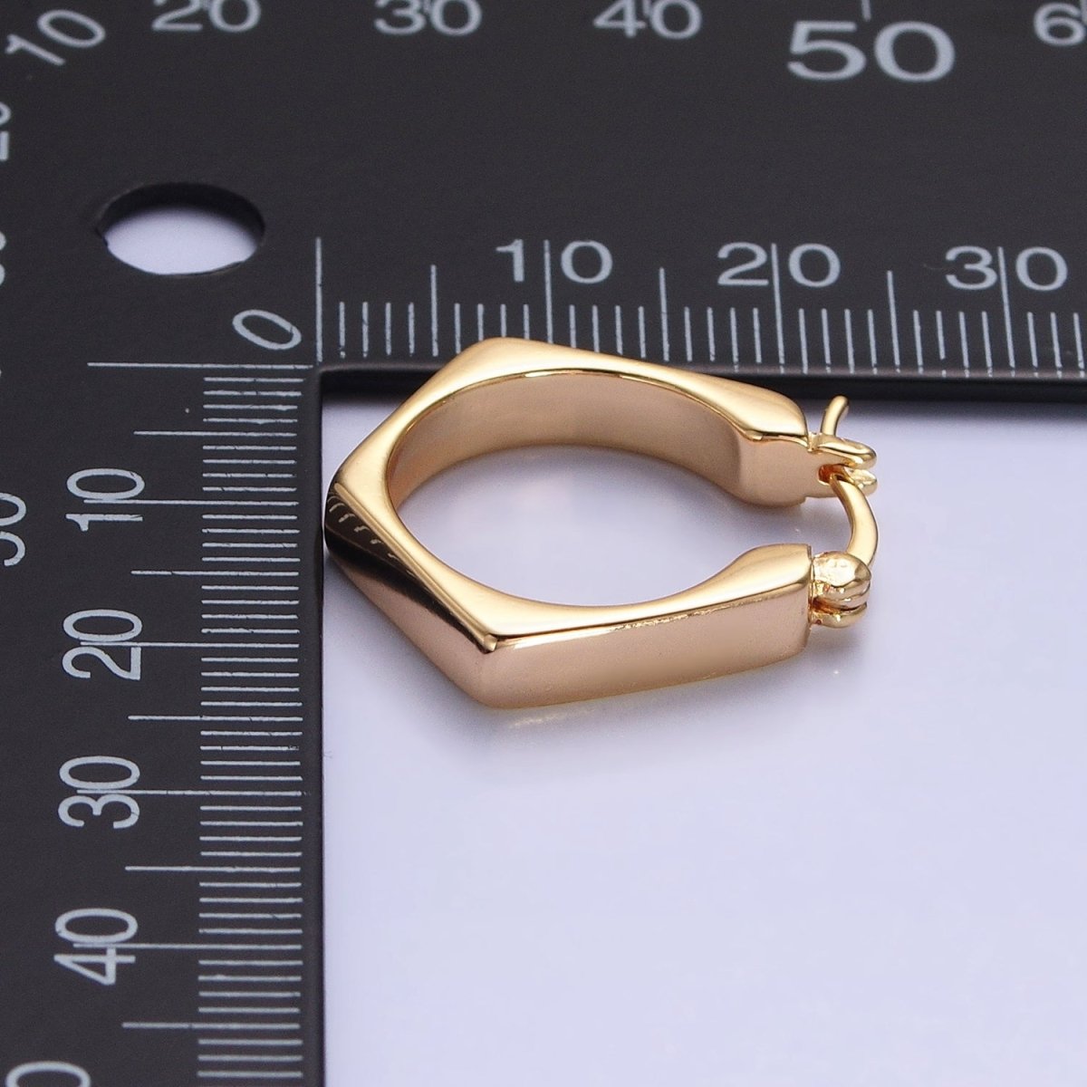 16K Gold Filled Hexagonal Geometric Latch French Lock Hoop Earrings in Gold & Silver | AB905 AB1533 - DLUXCA