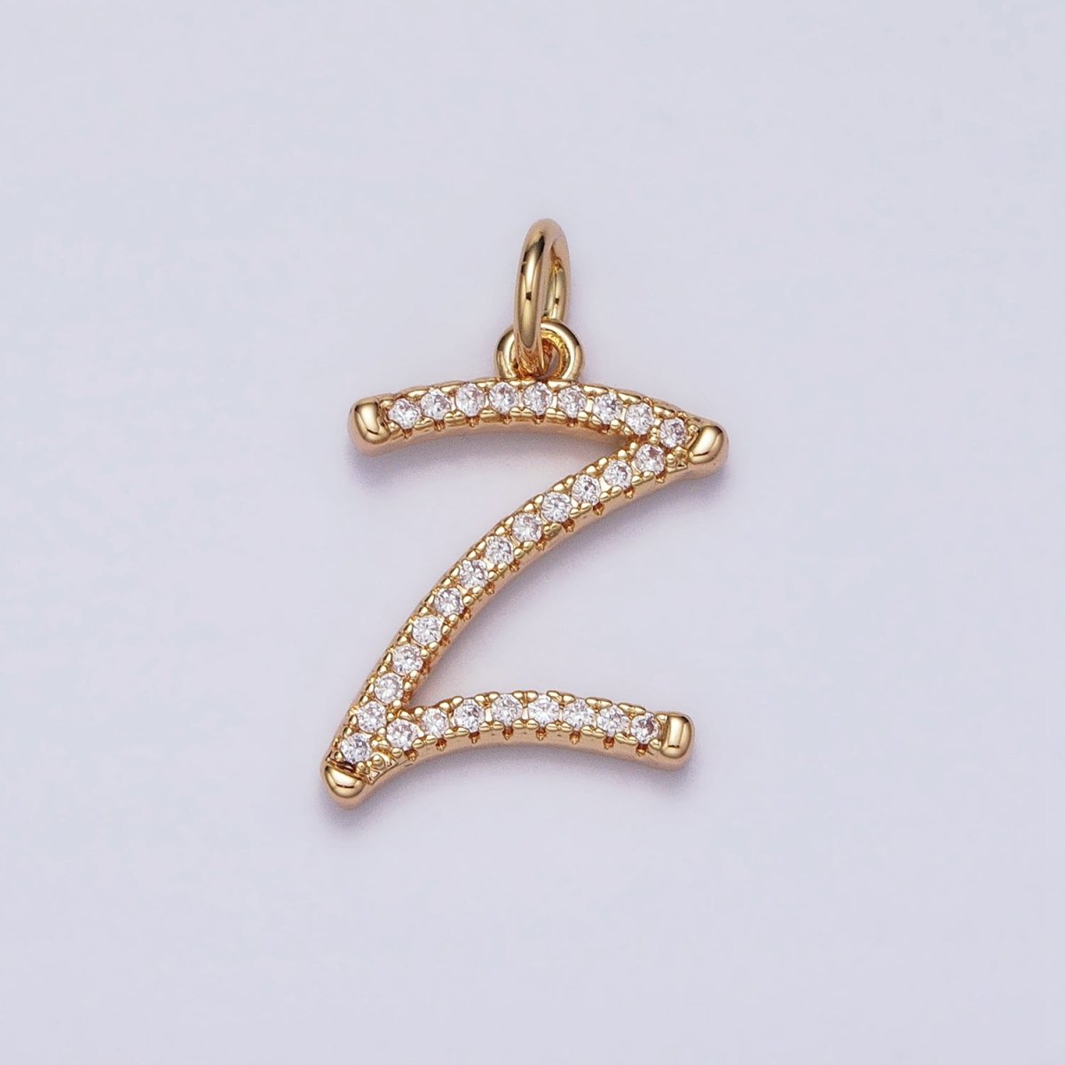 16K Gold Filled Initial Letter A-Z Curved Font Personalized Micro Paved CZ Charm | AD547 - AD572 - DLUXCA