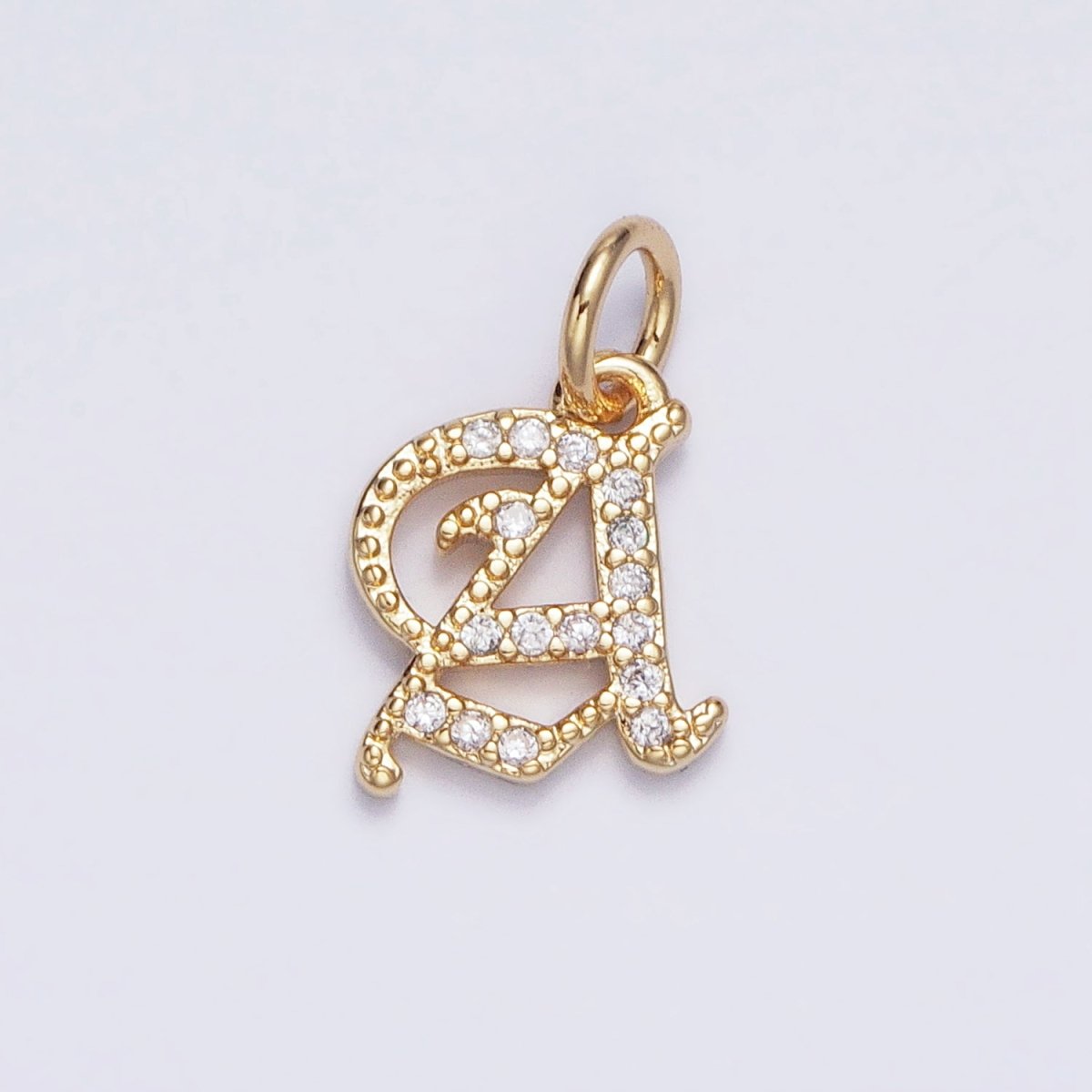 16K Gold Filled Initial Letter Old English Font Personalized Micro Paved Add-On Charm | AD305 - AD330 - DLUXCA