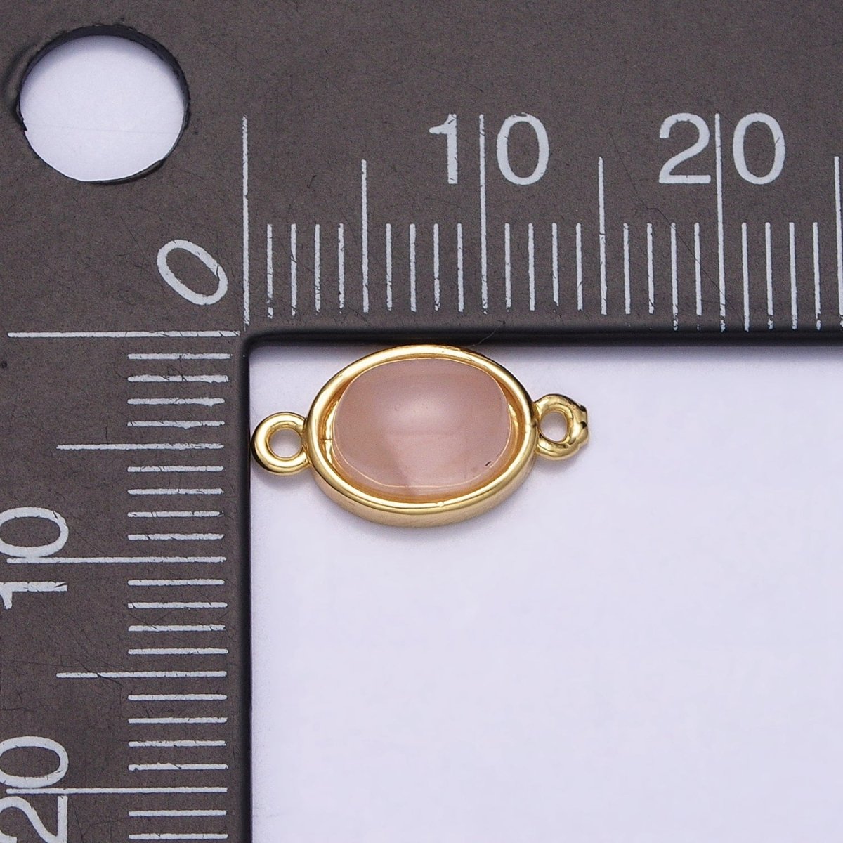 16K Gold Filled Labradorite, Rose Quartz Natural Gemstone 14.3mm Oval Connector | AA1003 AA1004 - DLUXCA