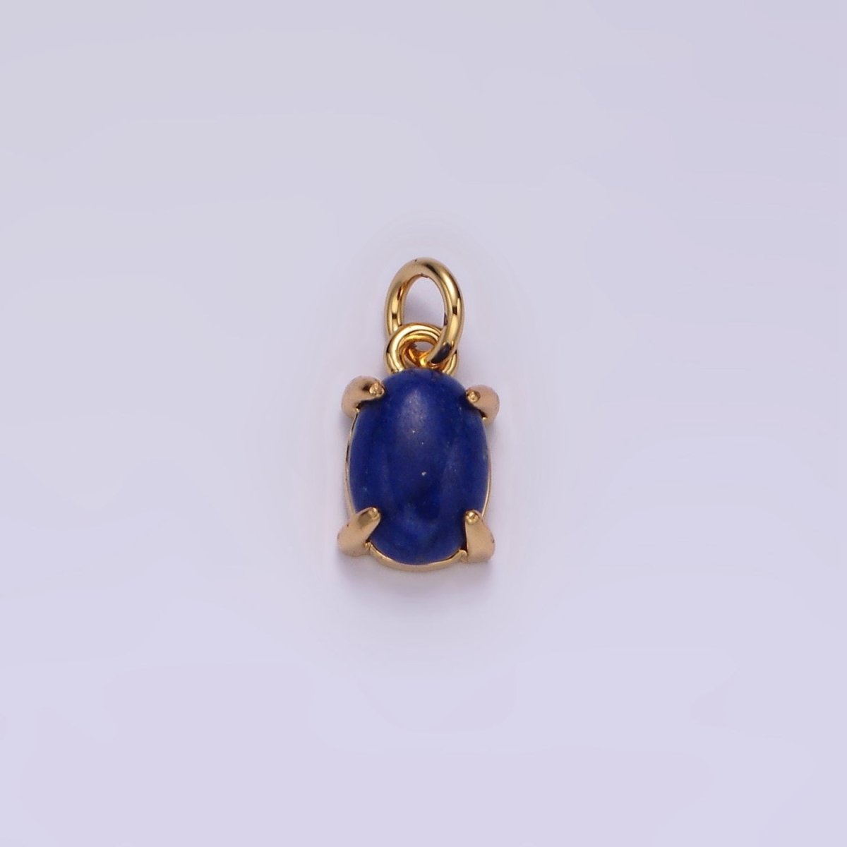 16K Gold Filled Lapis Lazuli, Citrine Gemstone Oval, Round Claw Frame Charm | AC853 - AC855 - DLUXCA