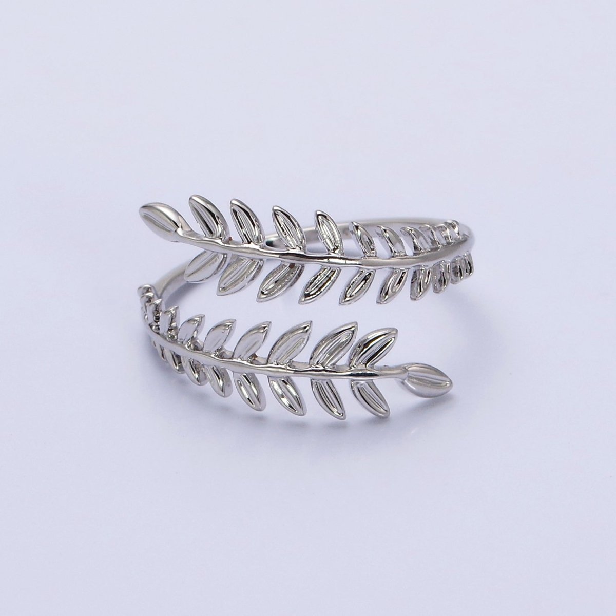 16K Gold Filled Leaf Palm Olive Paddy Wheat Open Ring in Gold & Silver | O-1625 O-1626 - DLUXCA