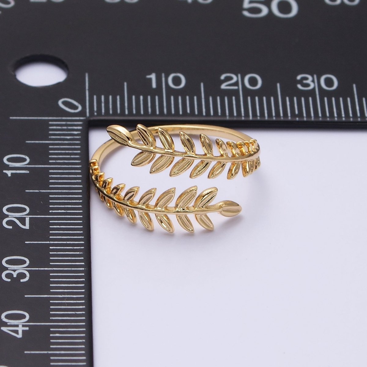 16K Gold Filled Leaf Palm Olive Paddy Wheat Open Ring in Gold & Silver | O-1625 O-1626 - DLUXCA