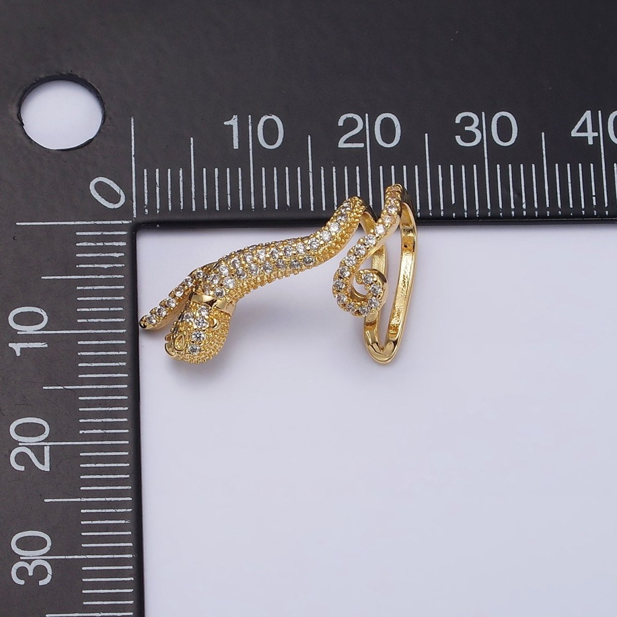 16K Gold Filled Leaping Panther Leopard Animal Micro Paved CZ Ear Cuff Earrings in Gold & Silver | AI-019 AI-020 - DLUXCA