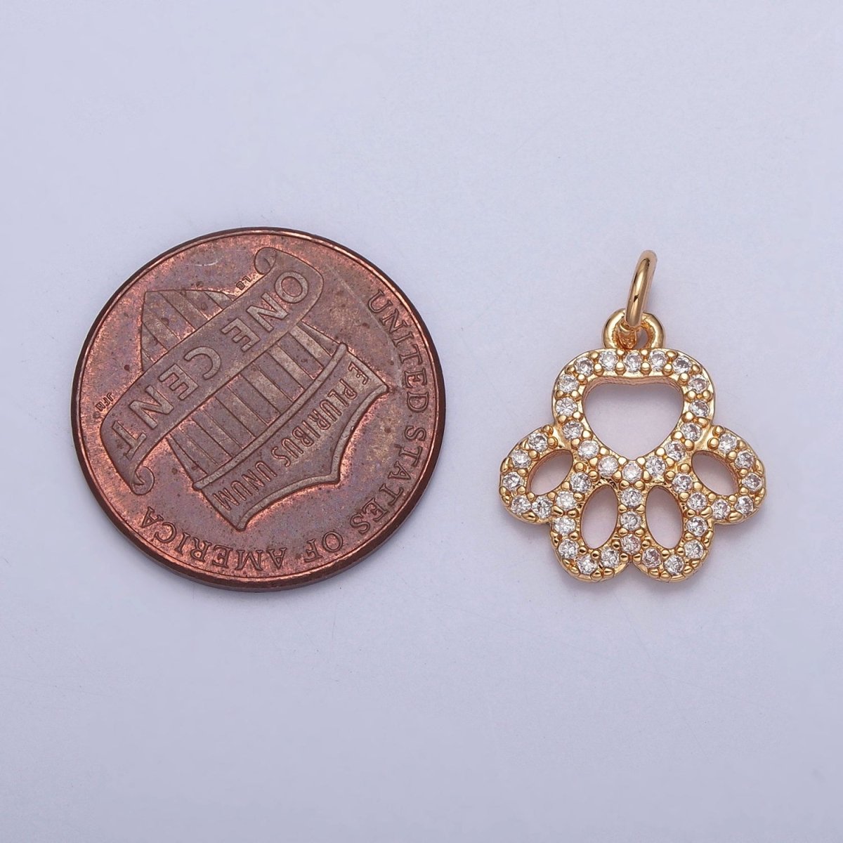16K Gold Filled Micro Paved Cubic Zirconia Pet Animal Pawprint DIY Jewelry Making | X-218 - DLUXCA