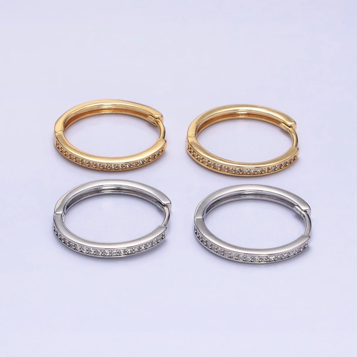16K Gold Filled Micro Paved CZ 20mm Endless Hoop Earrings in Gold & Silver | AD1332 AD1333 - DLUXCA