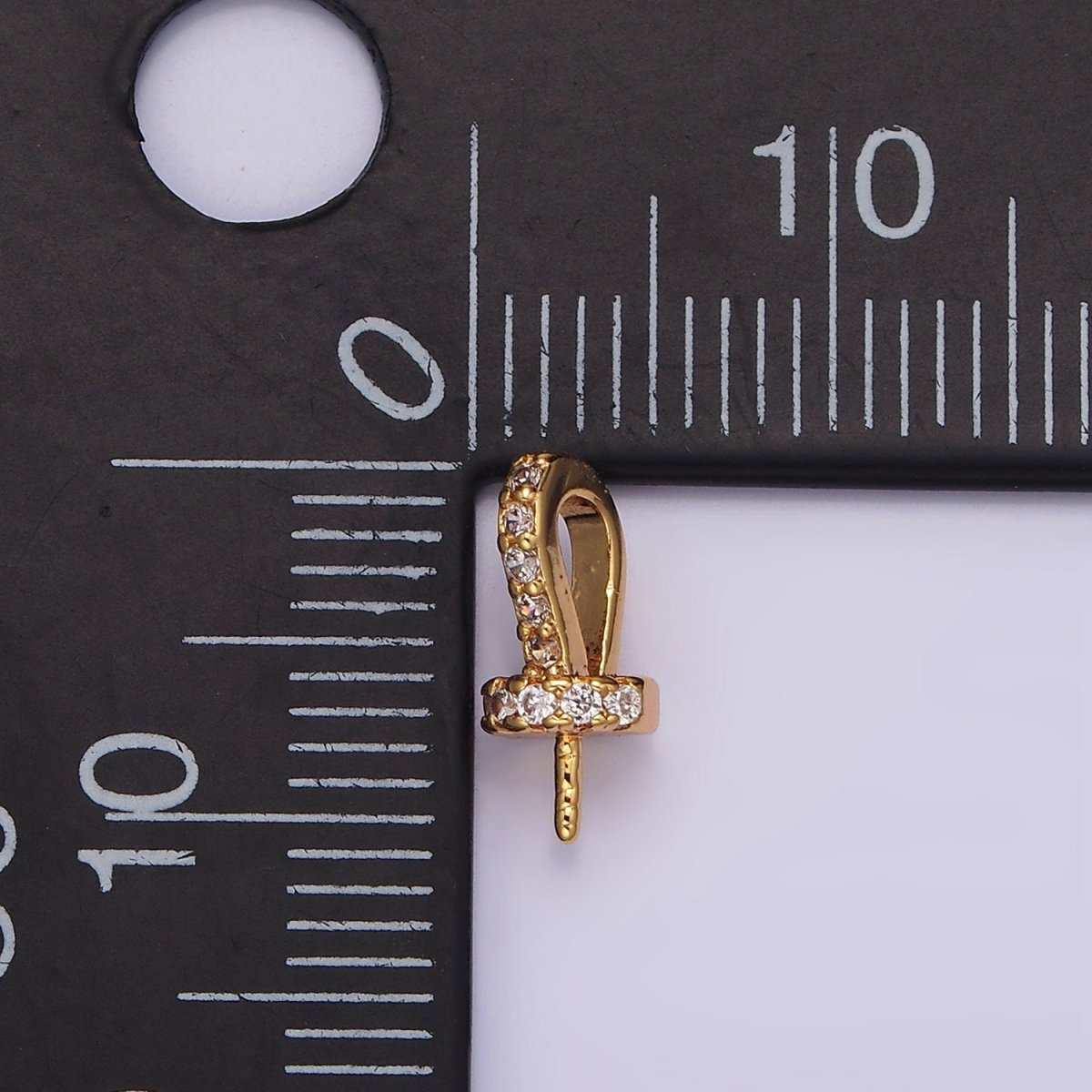 16K Gold Filled Micro Paved CZ Drill Peg Bail Jewelry Making Findings Supply | Z-499 - DLUXCA
