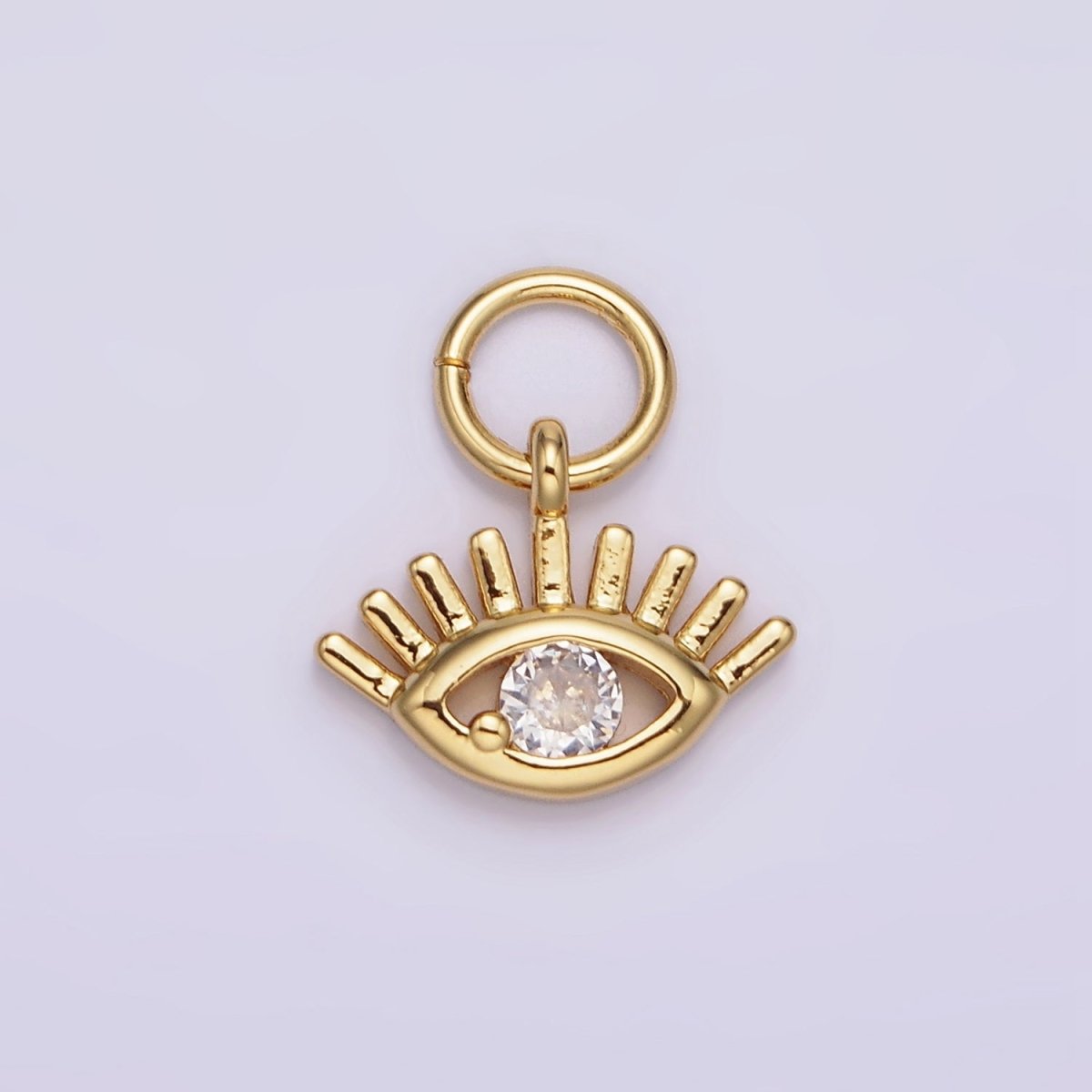 16K Gold Filled Mini 13mm Clear CZ Evil Eye Open Lash Add-On Charm | N975 - DLUXCA