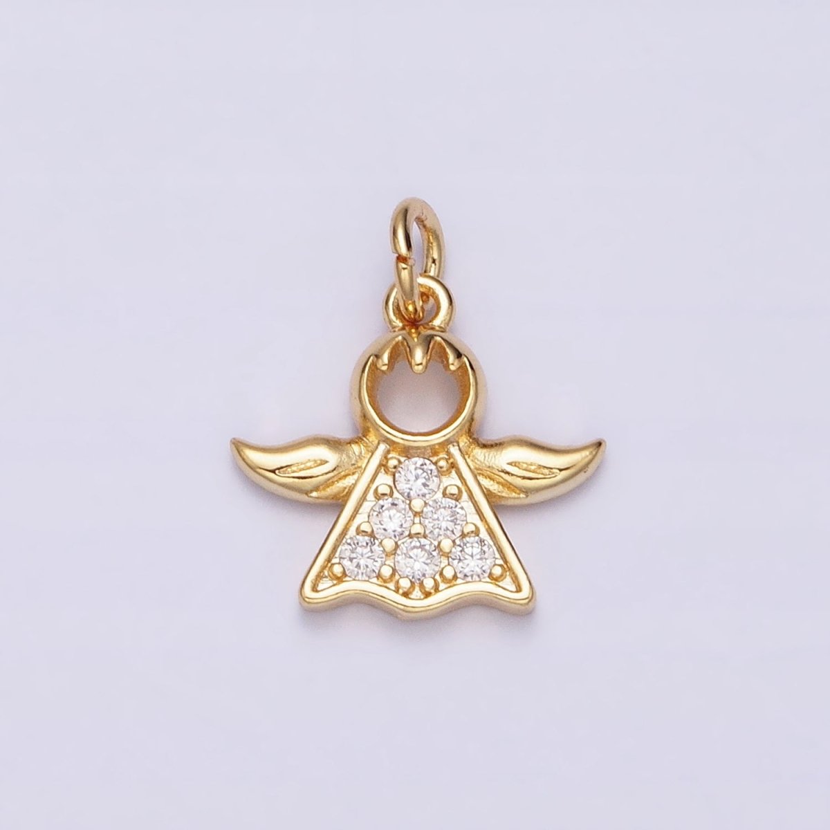 16K Gold Filled Mini Angel Christmas Micro Paved CZ Add-On Charm | AC1153 - DLUXCA