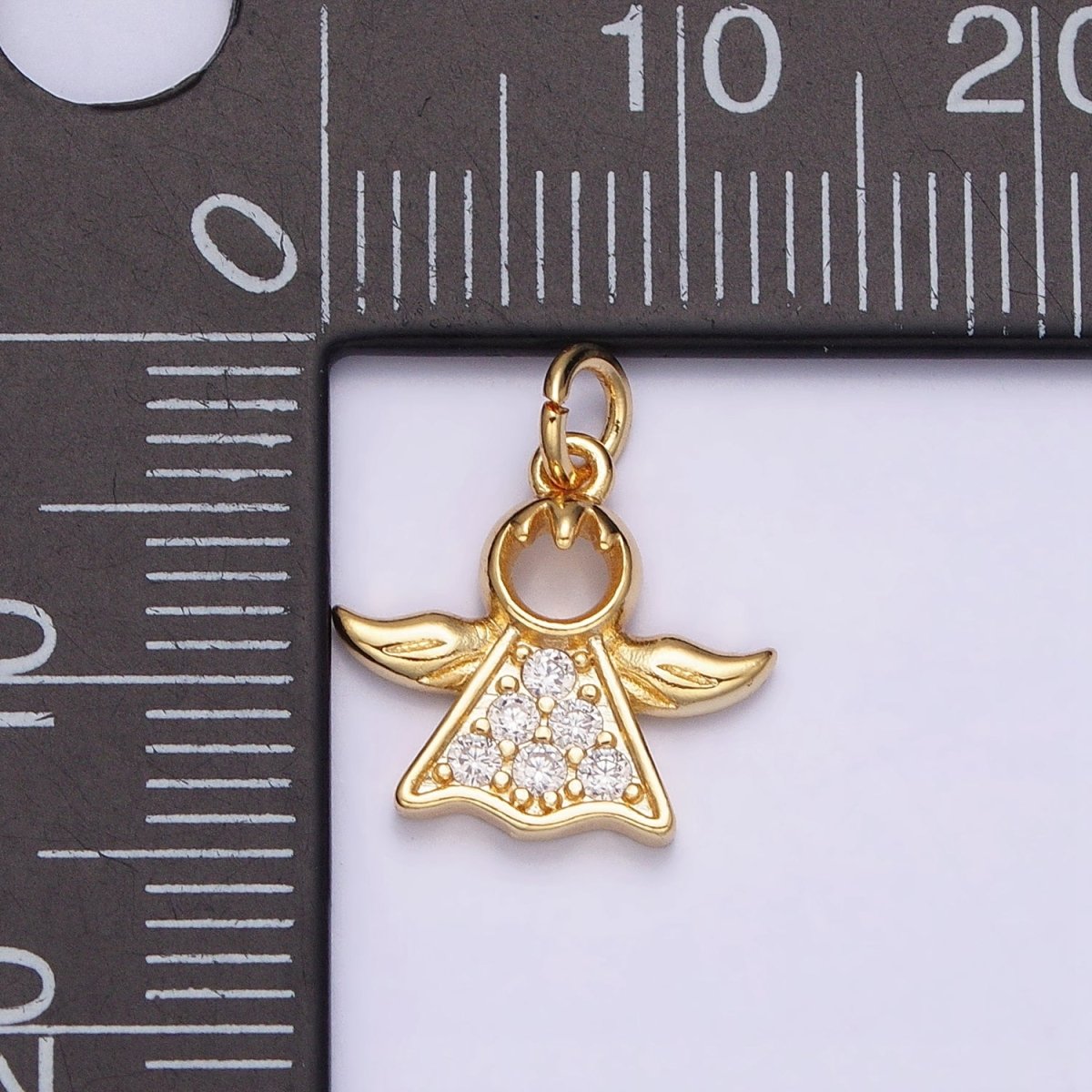 16K Gold Filled Mini Angel Christmas Micro Paved CZ Add-On Charm | AC1153 - DLUXCA