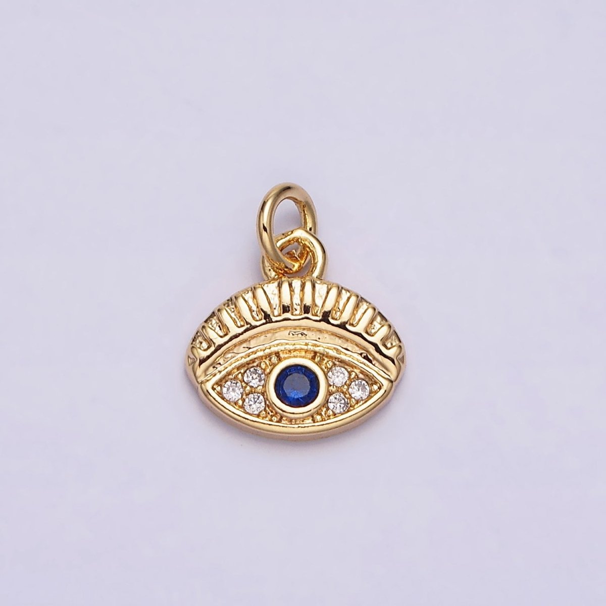 16K Gold Filled Mini Blue Evil Eye Micro Paved CZ Oval Add-On Charm in Gold & Silver | AC1063 AC1064 - DLUXCA