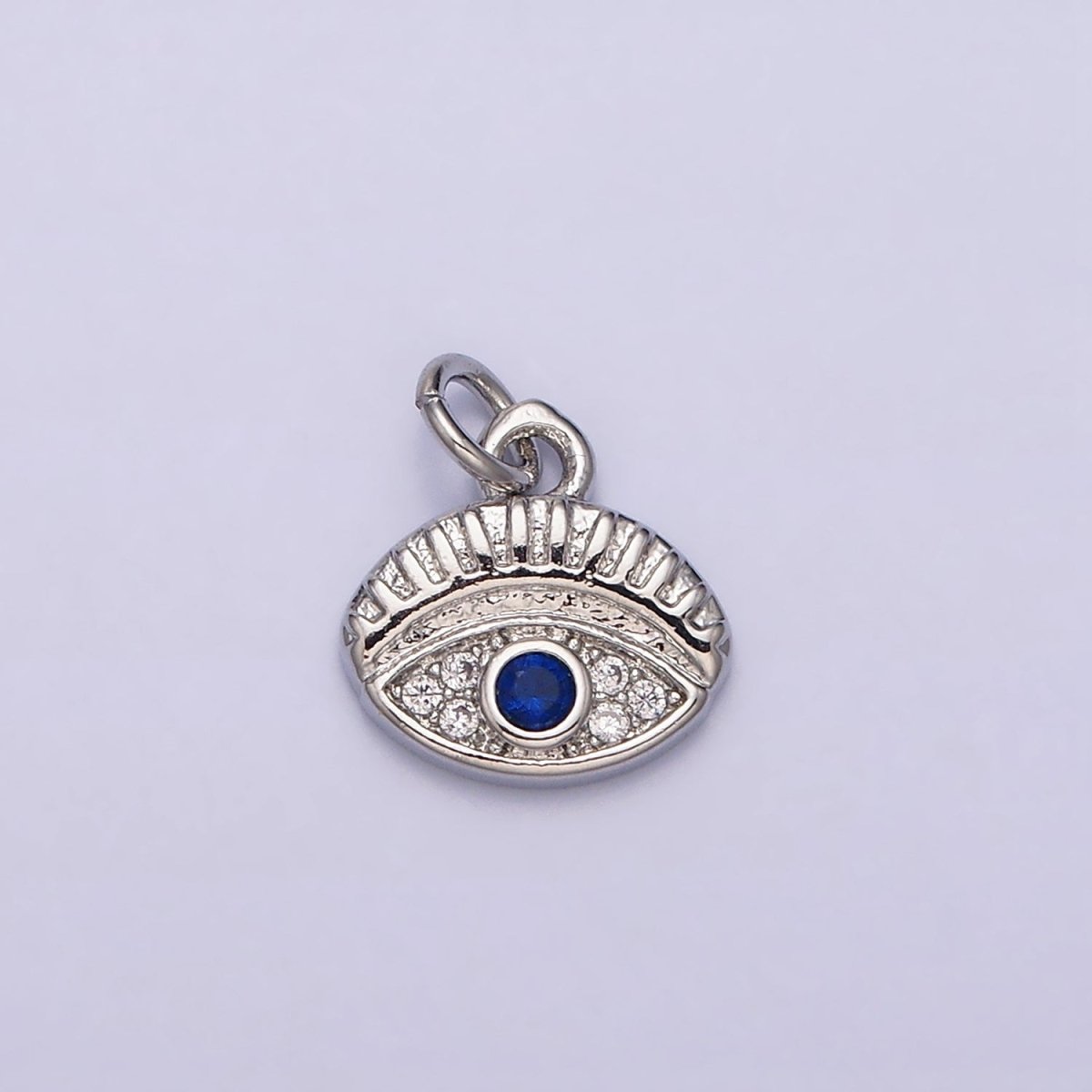 16K Gold Filled Mini Blue Evil Eye Micro Paved CZ Oval Add-On Charm in Gold & Silver | AC1063 AC1064 - DLUXCA