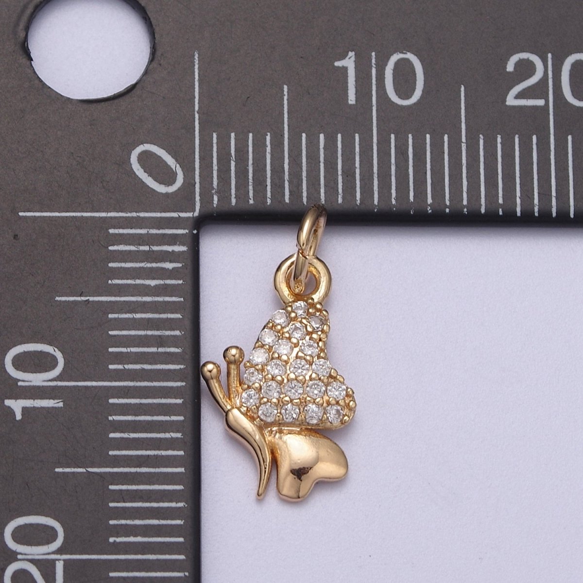 16K Gold Filled Mini Butterfly Insect Micro Paved CZ Wings N-286 - DLUXCA
