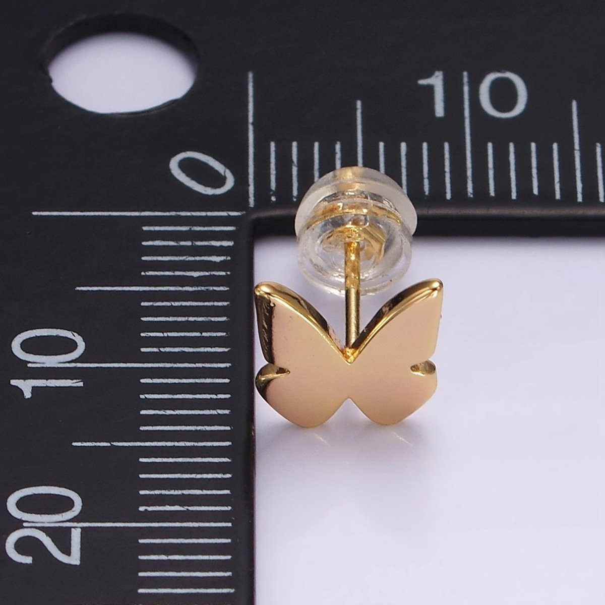 16K Gold Filled Mini Butterfly Mariposa Minimalist Stud Earrings | AE898 - DLUXCA