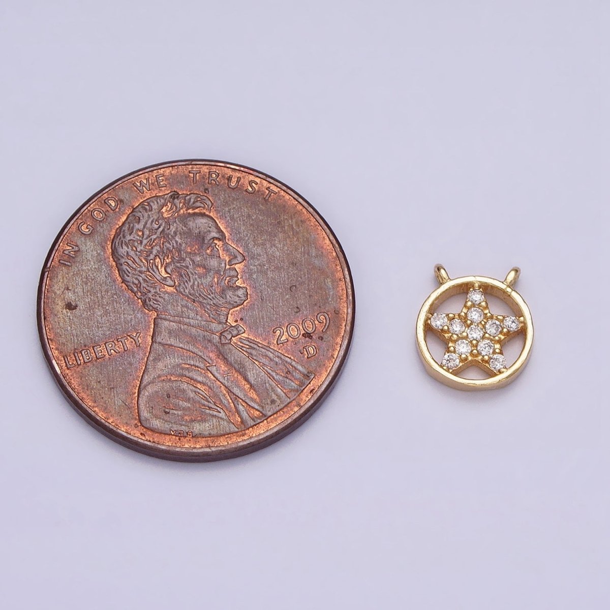 16K Gold Filled Mini Celestial Star Micro Paved CZ Open Round Connector | AA1036 - DLUXCA
