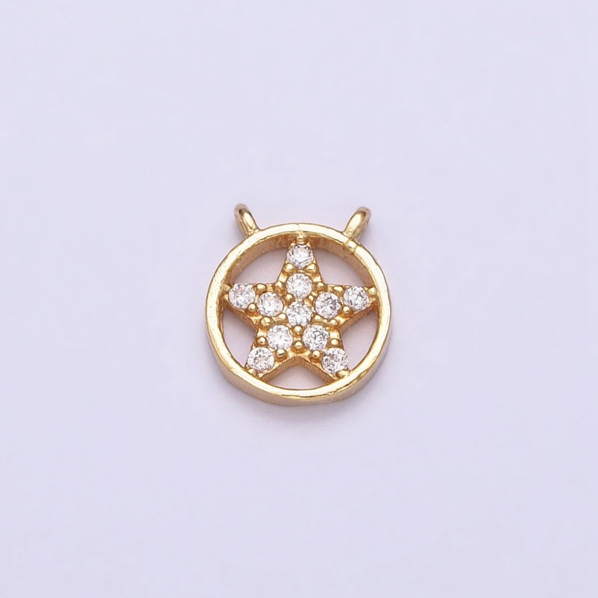 16K Gold Filled Mini Celestial Star Micro Paved CZ Open Round Connector | AA1036 - DLUXCA