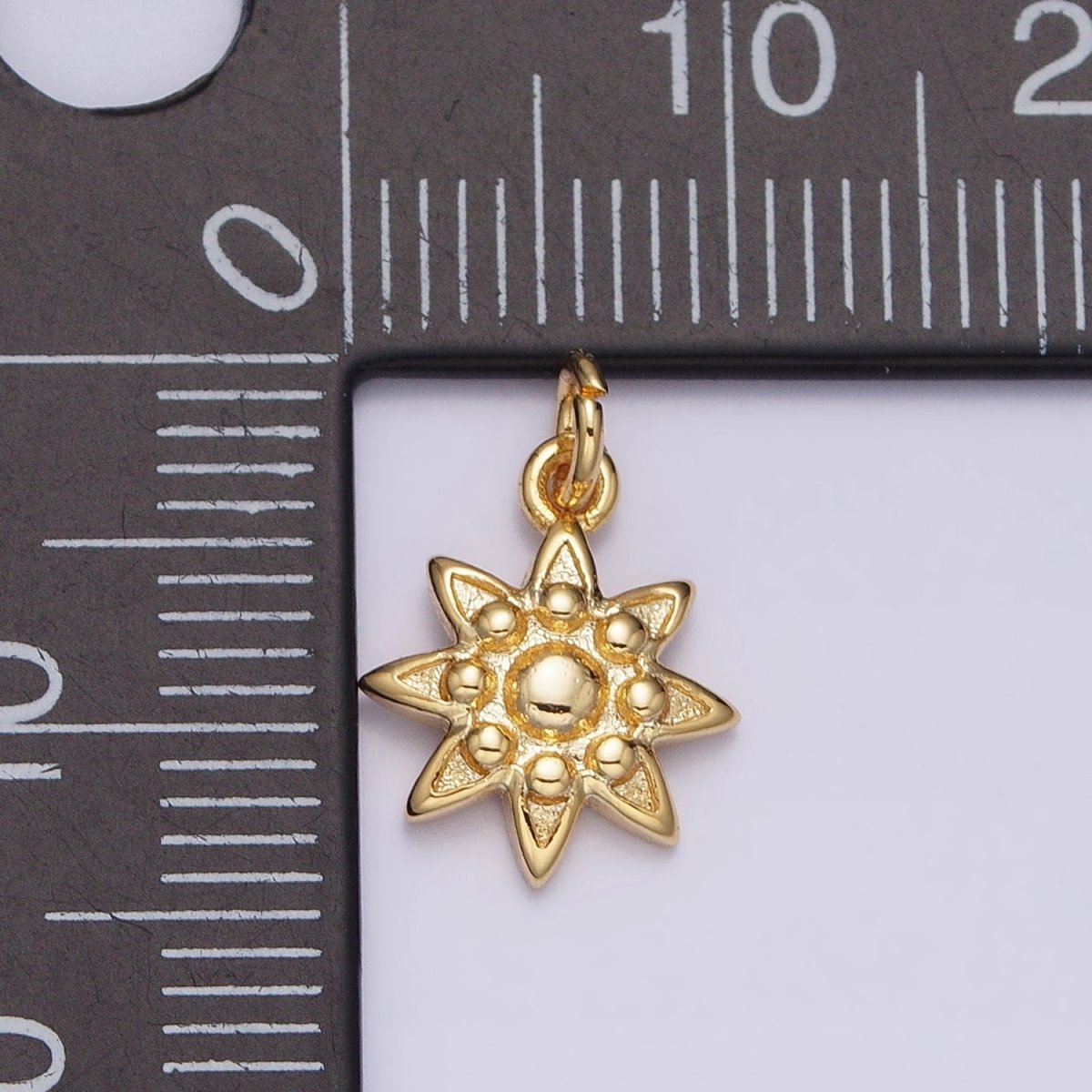 16K Gold Filled Mini Celestial Sun Beaded Add-On Charm | AC-1165 - DLUXCA