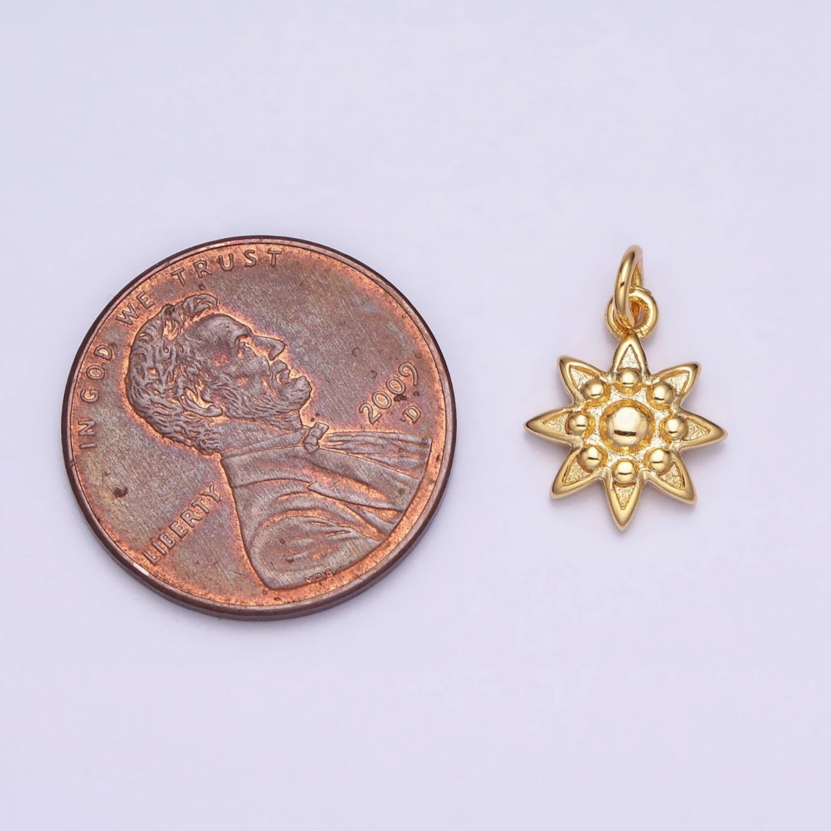 16K Gold Filled Mini Celestial Sun Beaded Add-On Charm | AC-1165 - DLUXCA