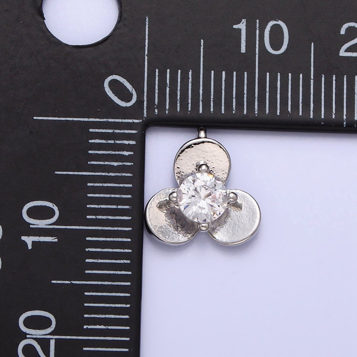 16K Gold Filled Mini Clear CZ Triple Flower Petal Add-On Charm in Gold & Silver | AC1038 AC1039 - DLUXCA