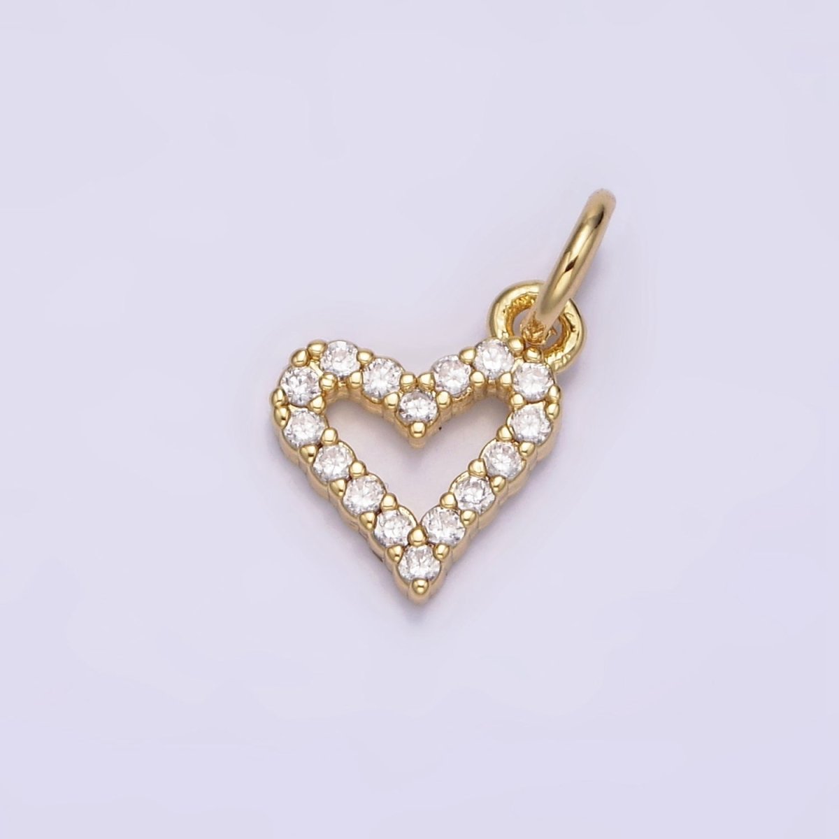 16K Gold Filled Mini Clear Micro Paved CZ Open Heart Add-On Charm | N-974 - DLUXCA