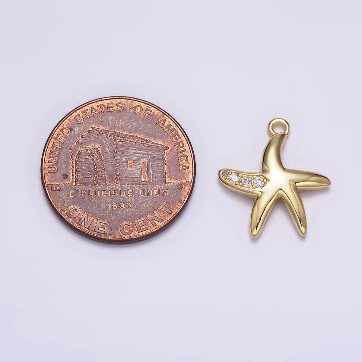 16K Gold Filled Mini Clear Micro Paved CZ Star Fish Ocean Animal Add-On Charm | N942 - DLUXCA
