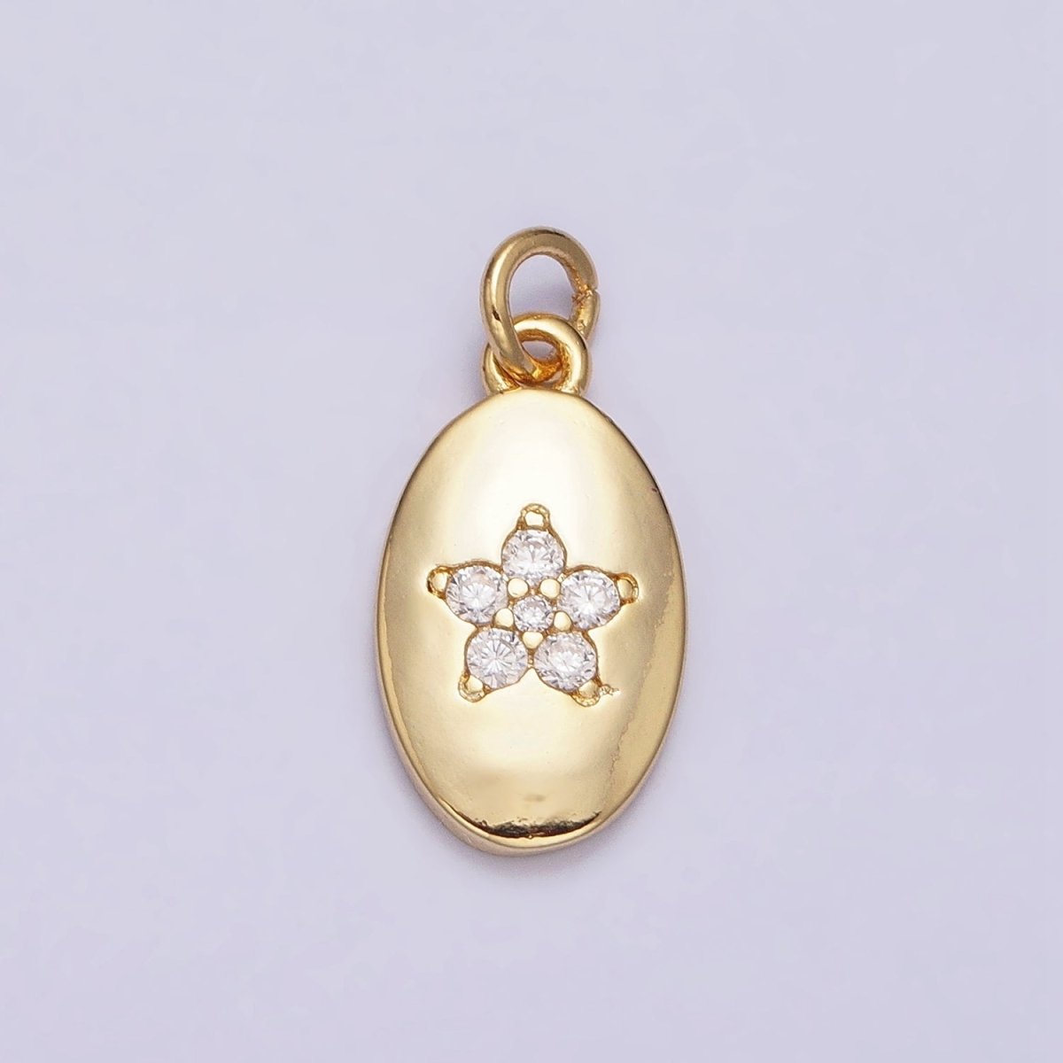 16K Gold Filled Mini Flower Clear CZ Oval Add-On Charm | AC1141 - DLUXCA