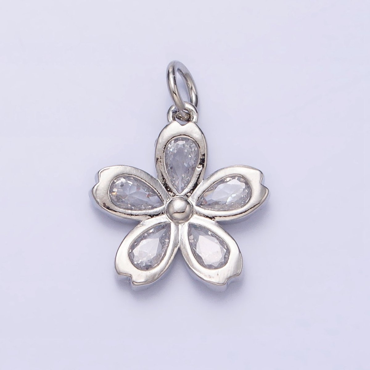 16K Gold Filled Mini Flower Clear Marquise Petal Add-On Charm in Gold & Silver | AC1213 AC1214 - DLUXCA