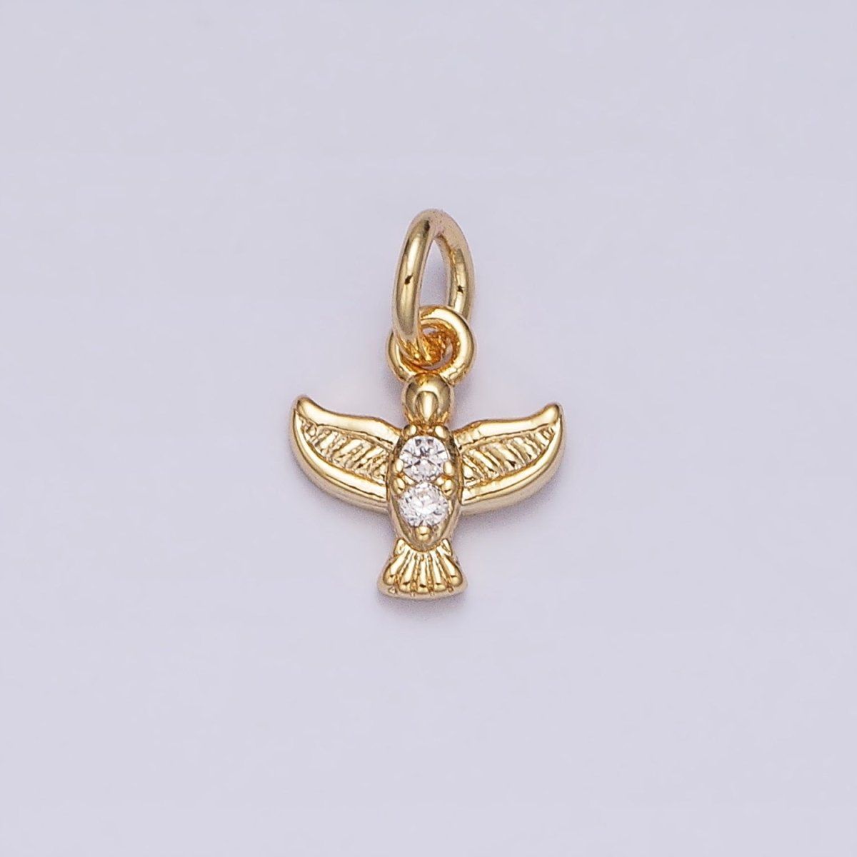 16K Gold Filled Mini Flying Bird Dove Pigeon CZ Add-On Charm | AC1147 - DLUXCA