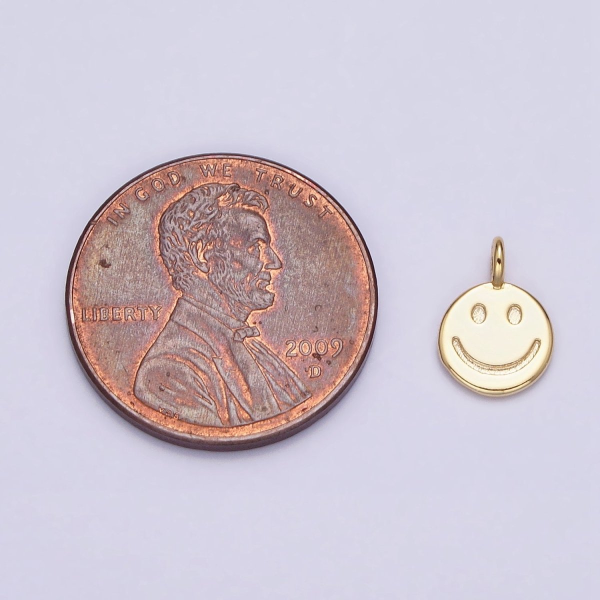 16K Gold Filled Mini Happy Smiley Face Emotion Round Add-On Charm | AC-1145 - DLUXCA