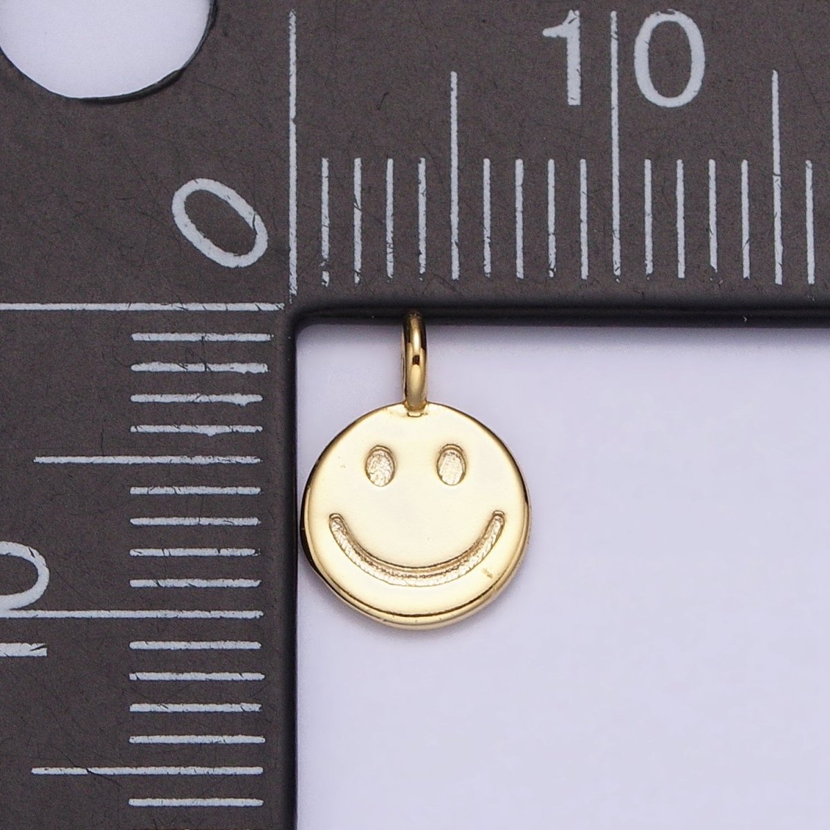 16K Gold Filled Mini Happy Smiley Face Emotion Round Add-On Charm | AC-1145 - DLUXCA