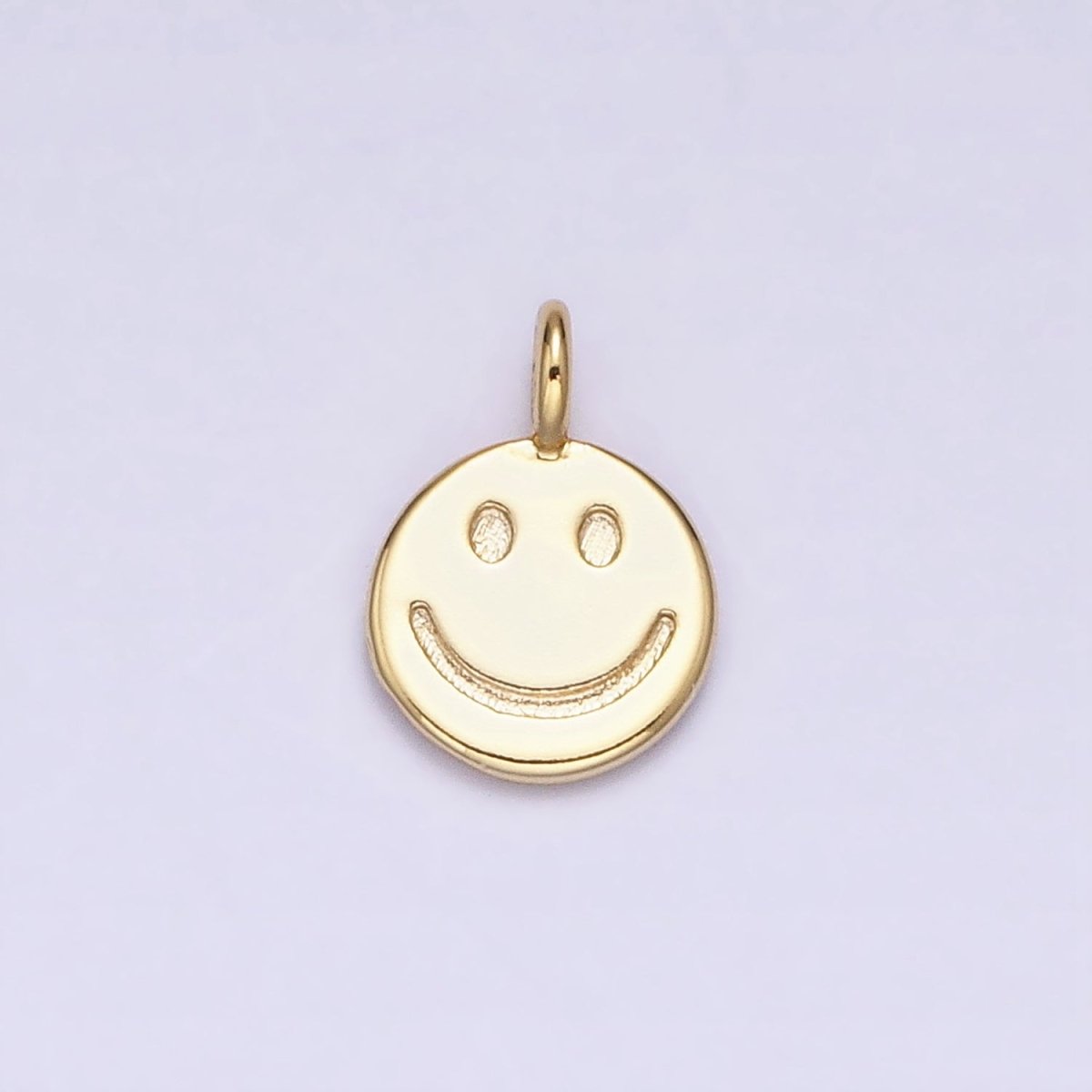 16K Gold Filled Mini Happy Smiley Face Emotion Round Add-On Charm | AC-1145 - DLUXCA