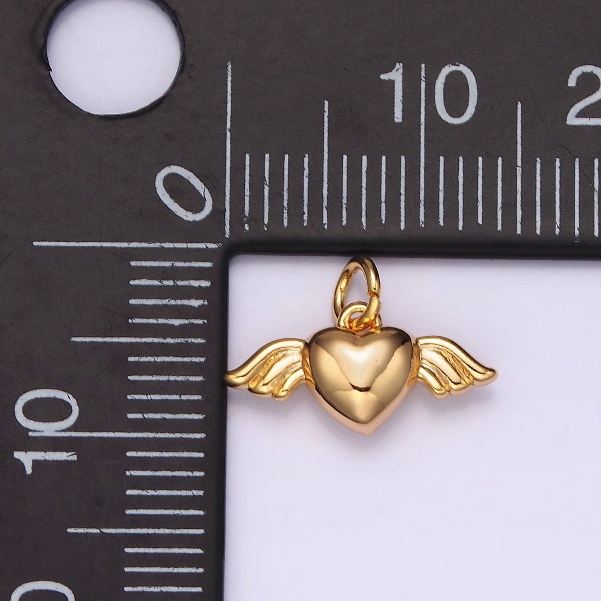 16K Gold Filled Mini Heart Angel Wings Add-On Charm | AG095 - DLUXCA