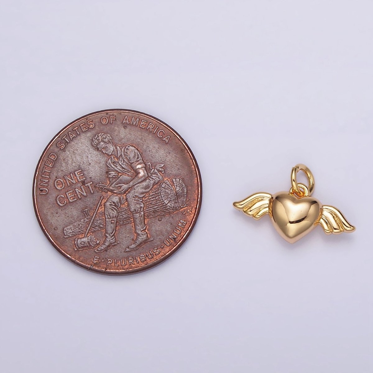 16K Gold Filled Mini Heart Angel Wings Add-On Charm | AG095 - DLUXCA