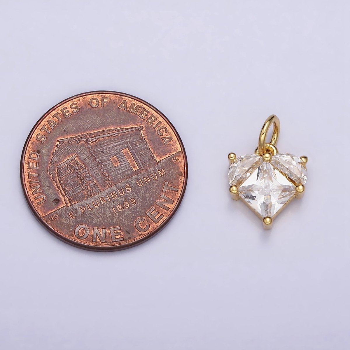 16K Gold Filled Mini Heart Clear Pixel Cubic Zirconia CZ Add-On Charm | AC1176 - DLUXCA