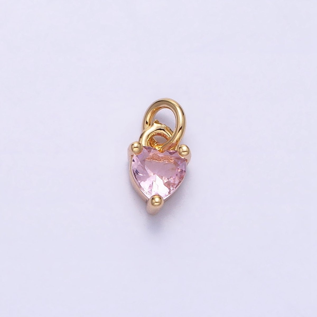 16K Gold Filled Mini Heart Pink CZ Add-On Valentine Charm in Gold & Silver | AC1183 AC1184 - DLUXCA