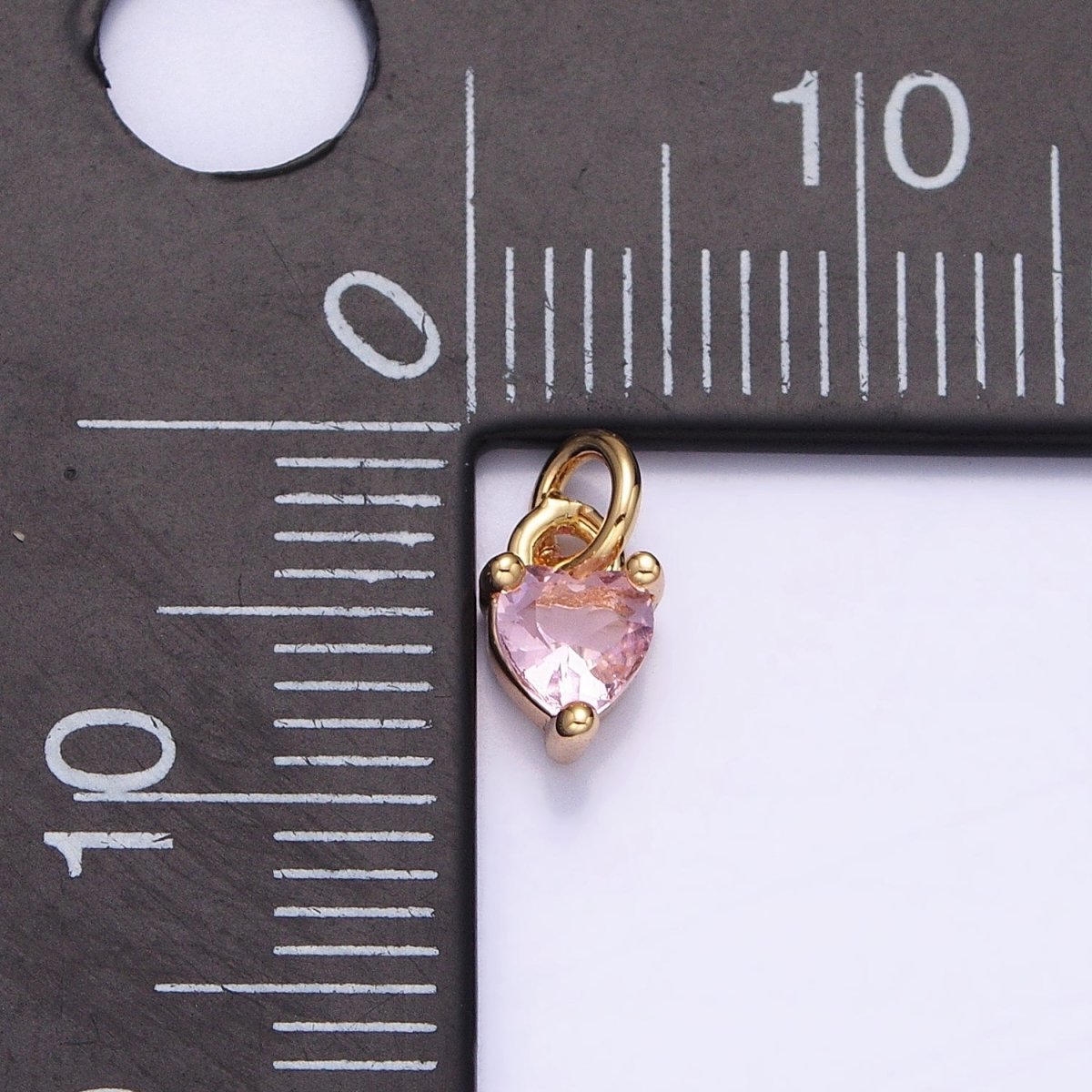 16K Gold Filled Mini Heart Pink CZ Add-On Valentine Charm in Gold & Silver | AC1183 AC1184 - DLUXCA