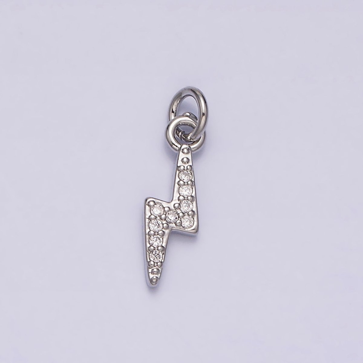 16K Gold Filled Mini Micro Paved CZ Lightning Bolt Add-On Charm in Gold & Silver | AC1067 AC1068 - DLUXCA