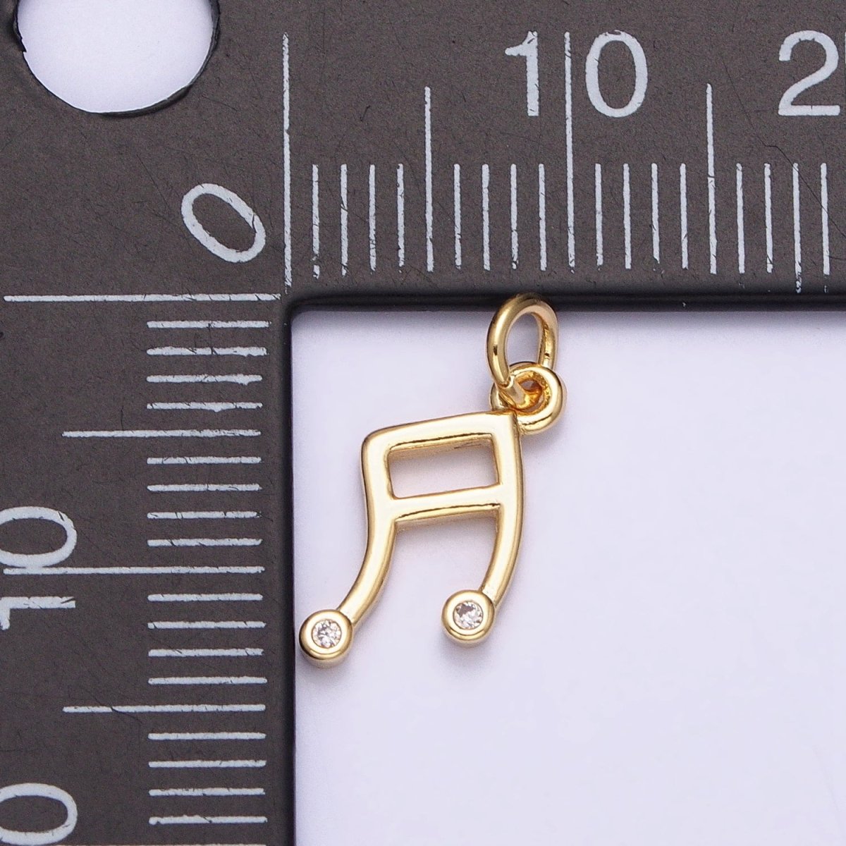 16K Gold Filled Mini Musical Note Beam CZ Add-On Charm | AC1164 - DLUXCA