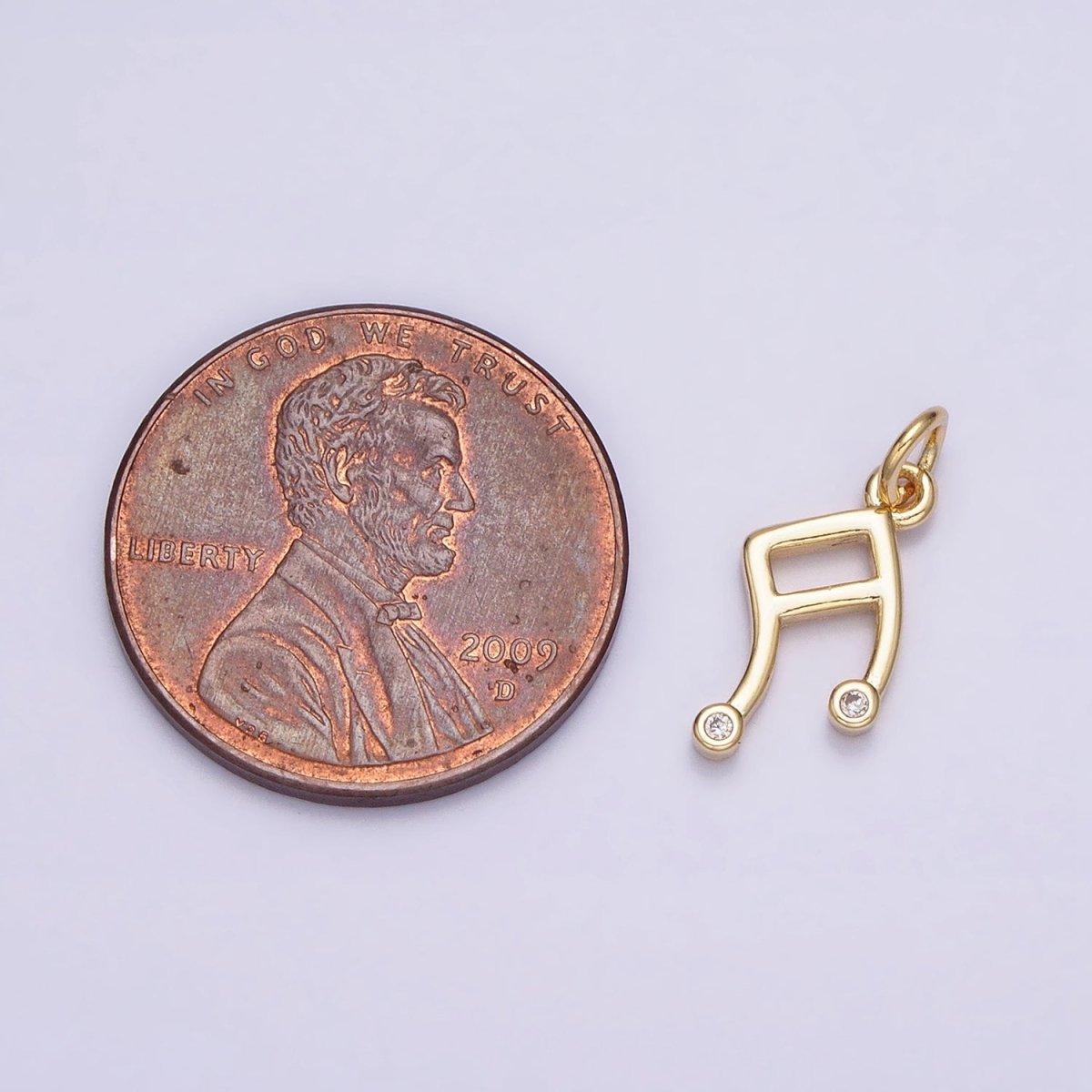16K Gold Filled Mini Musical Note Beam CZ Add-On Charm | AC1164 - DLUXCA
