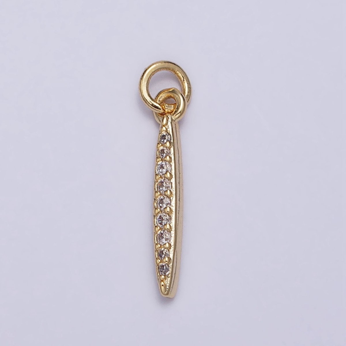 16K Gold Filled Mini Oblong Linear Bar Micro Paved CZ Add-On Charm | AC1160 - DLUXCA